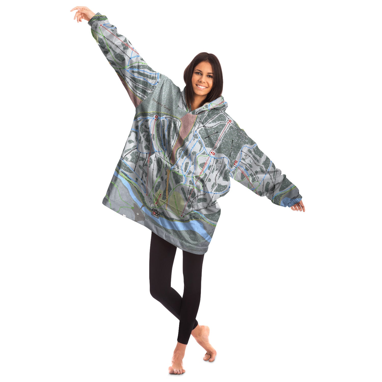 Sleeping Giant, Wyoming Ski Trail Map Snug Hoodie