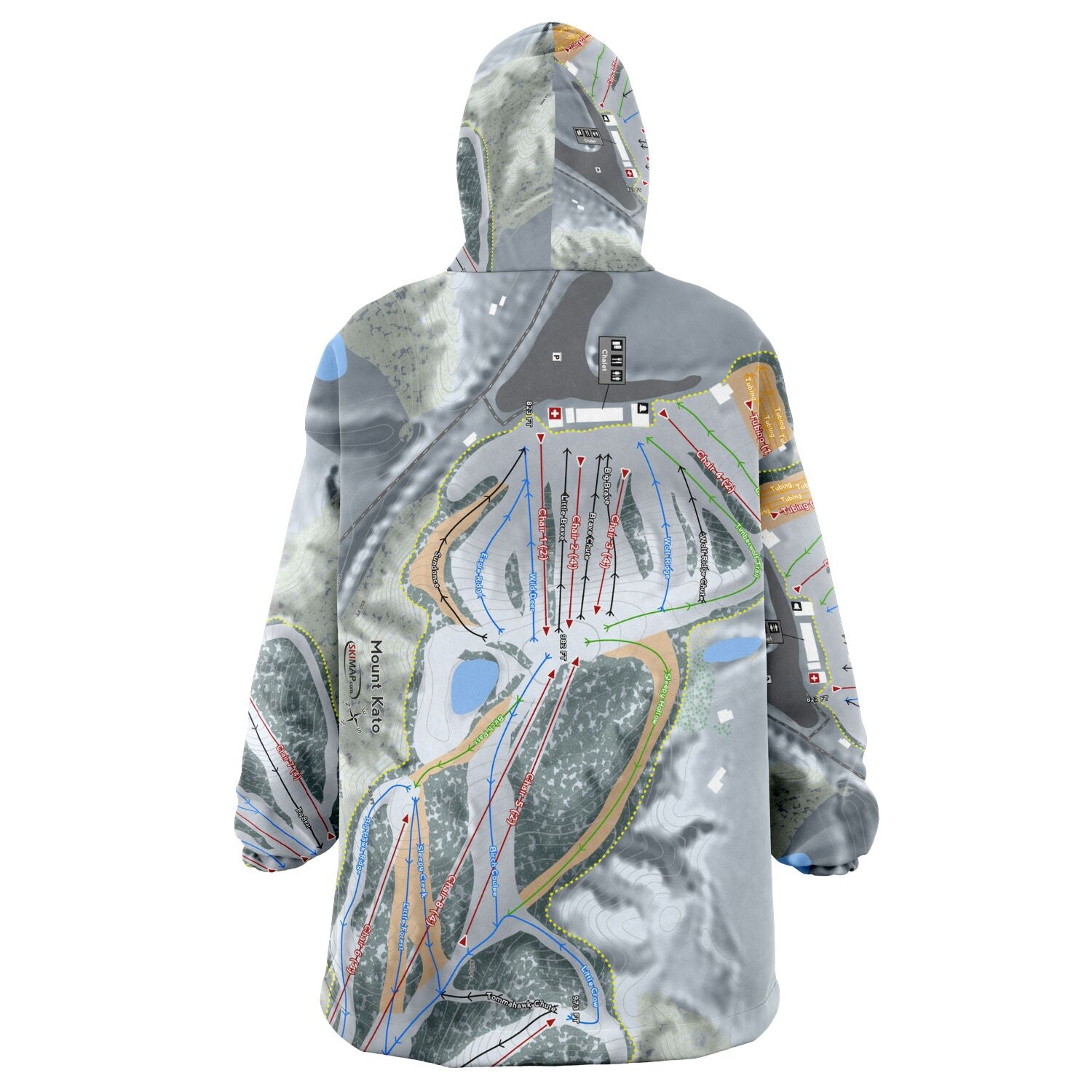 Mount Kato, Minnesota Ski Trail Map Snug Hoodie