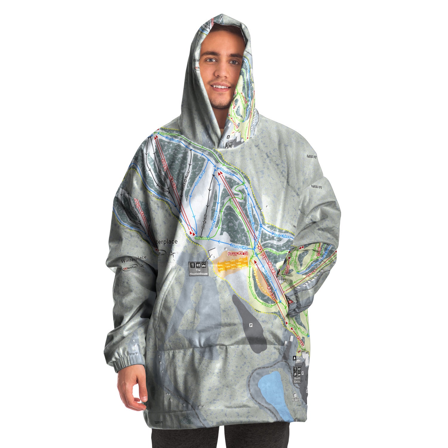 Winterplace, West Virginia Ski Trail Map - Snug Hoodie