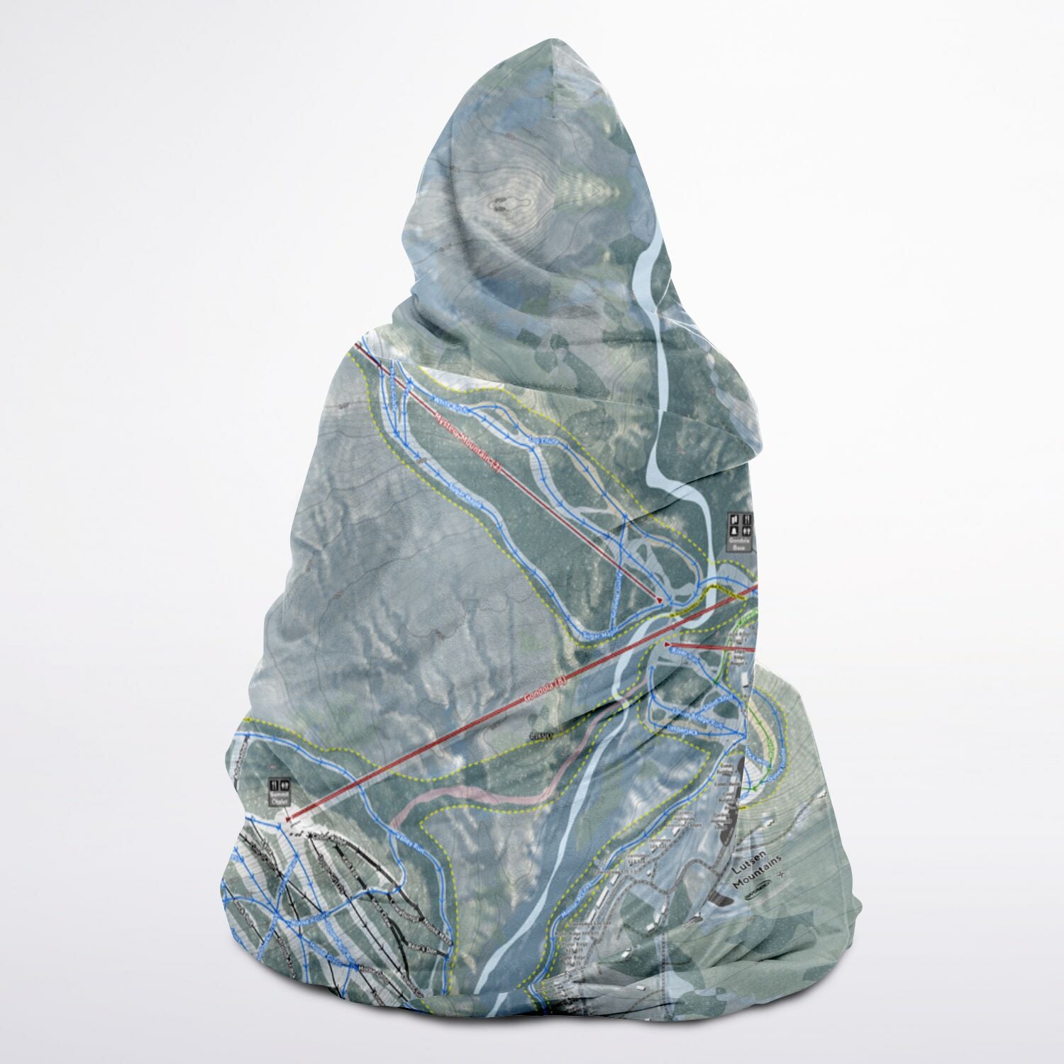 Lutsen Mountains, Minnesota Ski Trail Map - Youth Hooded Blanket