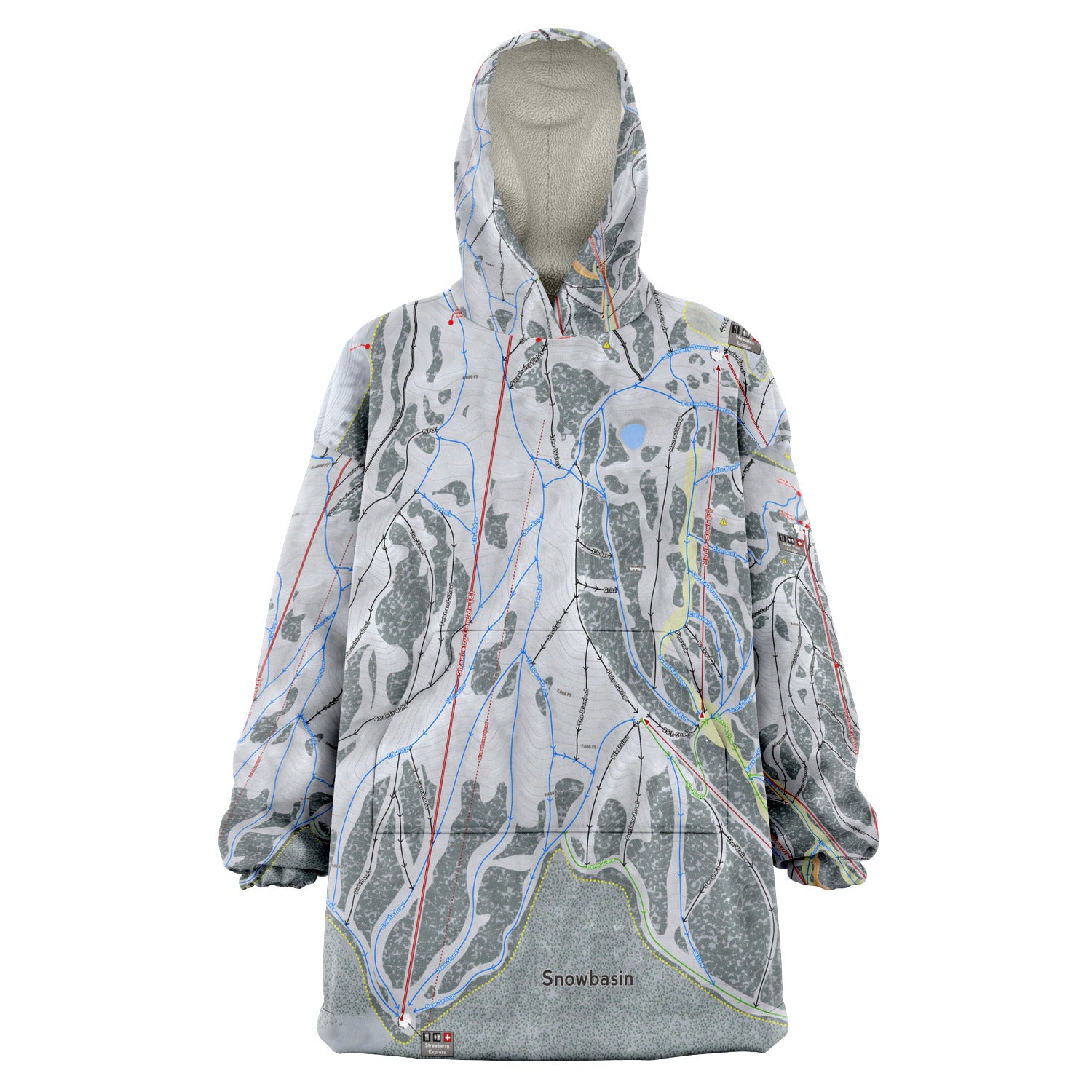 Snowbasin, Utah Ski Trail Map - Snug Hoodie