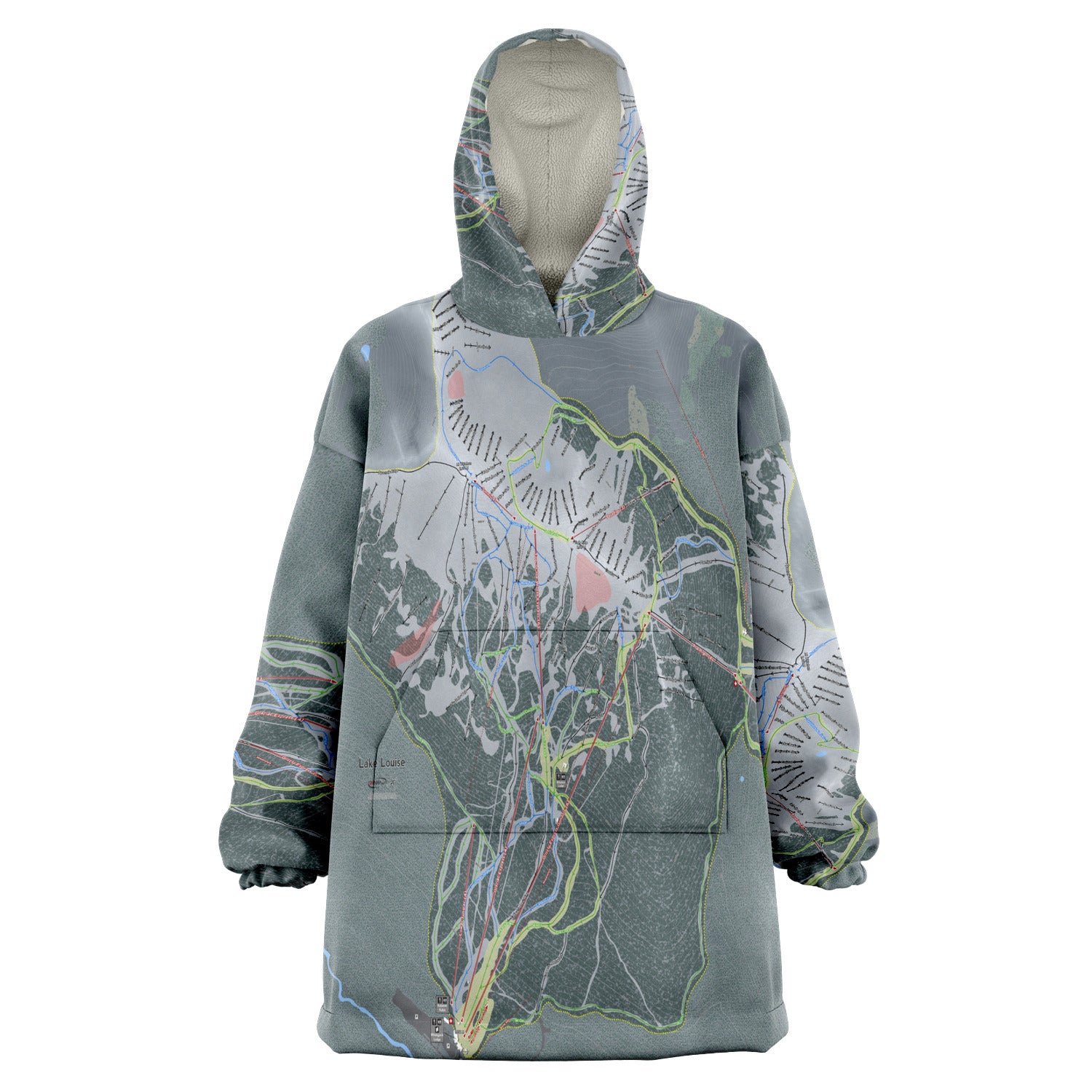 Lake Louise, Alberta Ski Trail Map - Snug Hoodie