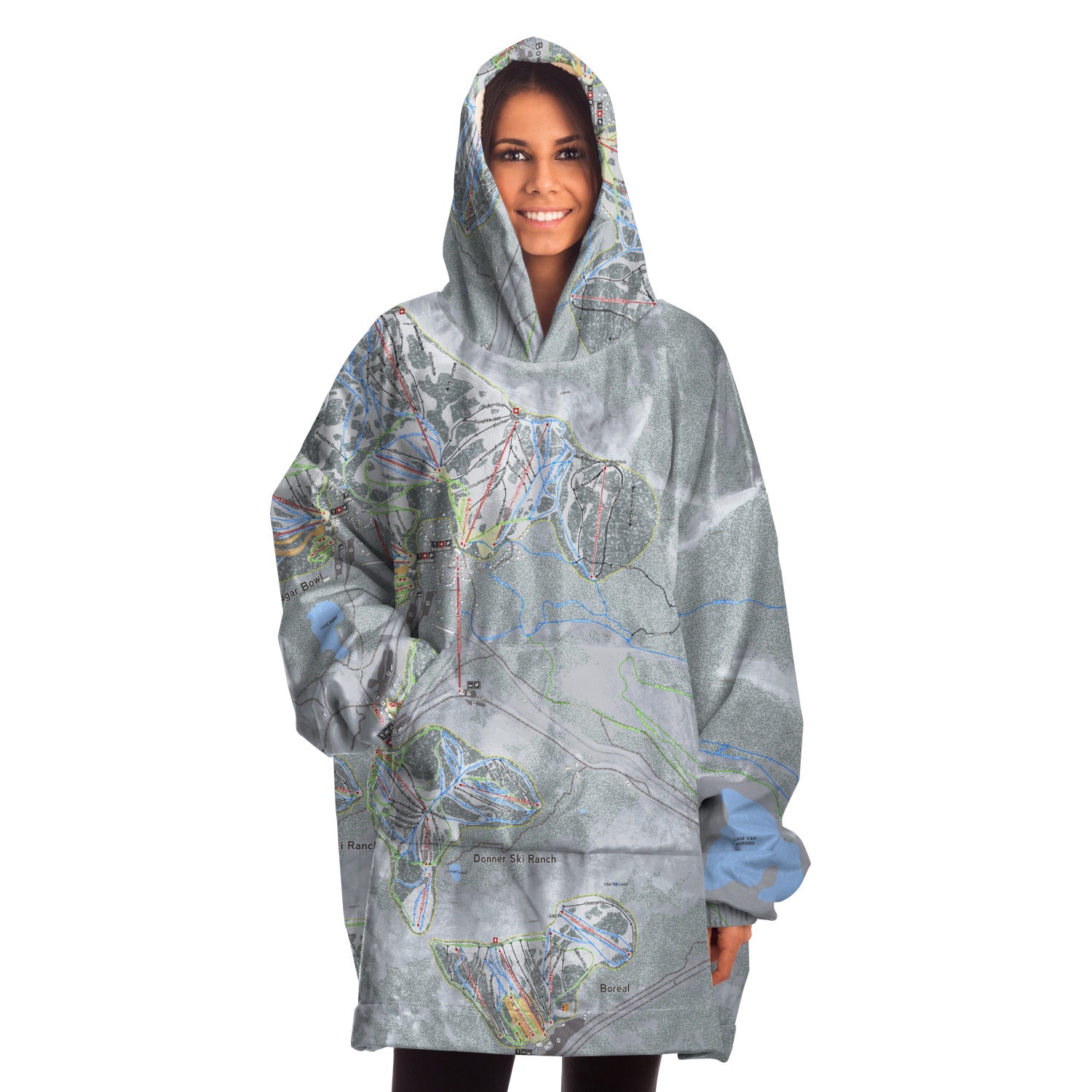 Donner Pass, California Ski Trail Map - Snug Hoodie