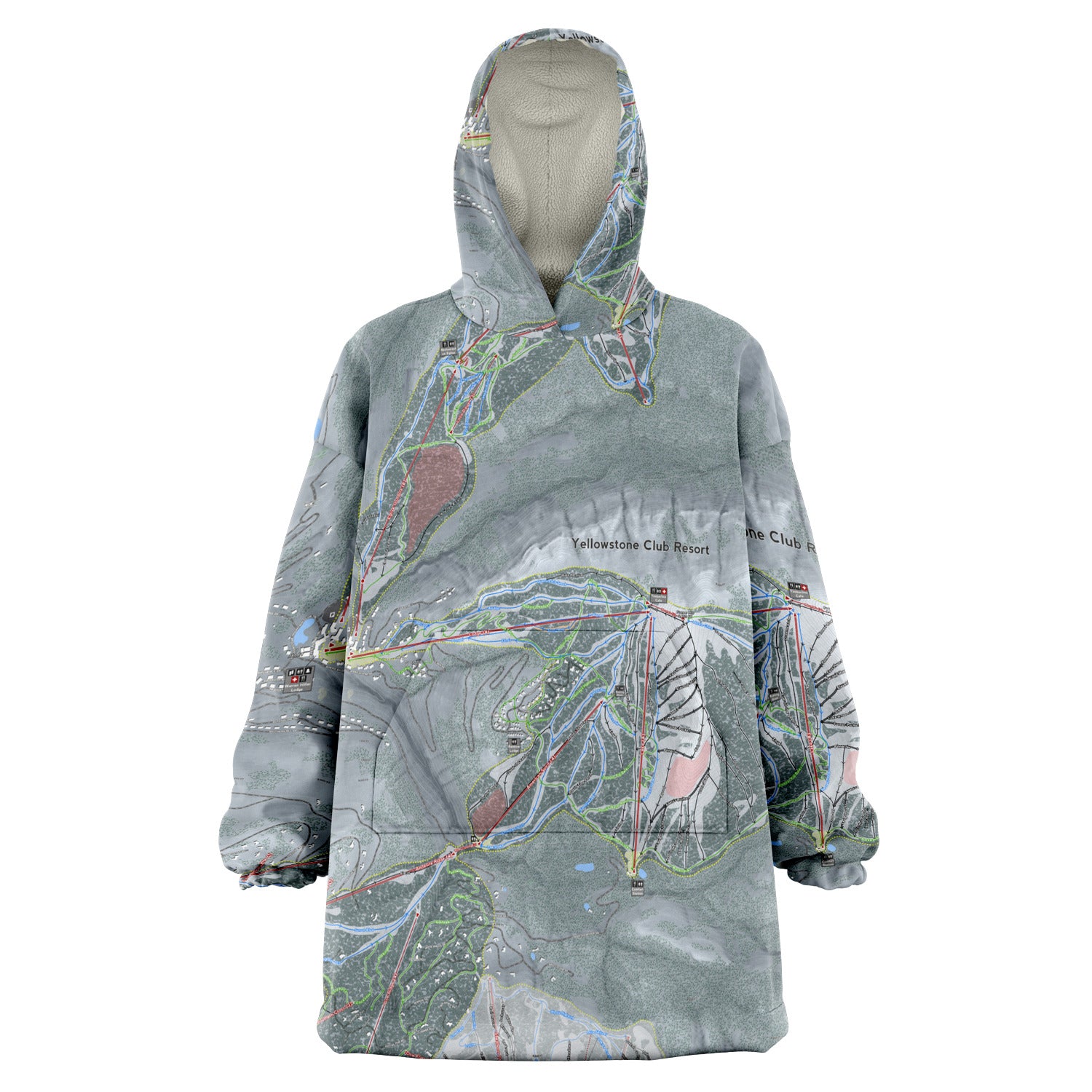 Yellowstone Club, Montana Ski Trail Map - Snug Hoodie