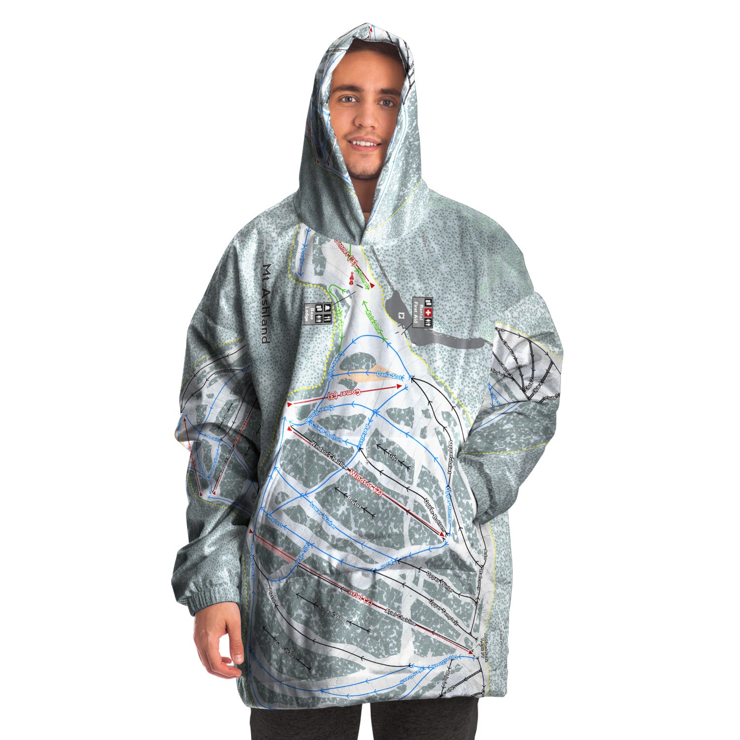 Mt. Ashland, Oregon Ski Trail Map - Snug Hoodie