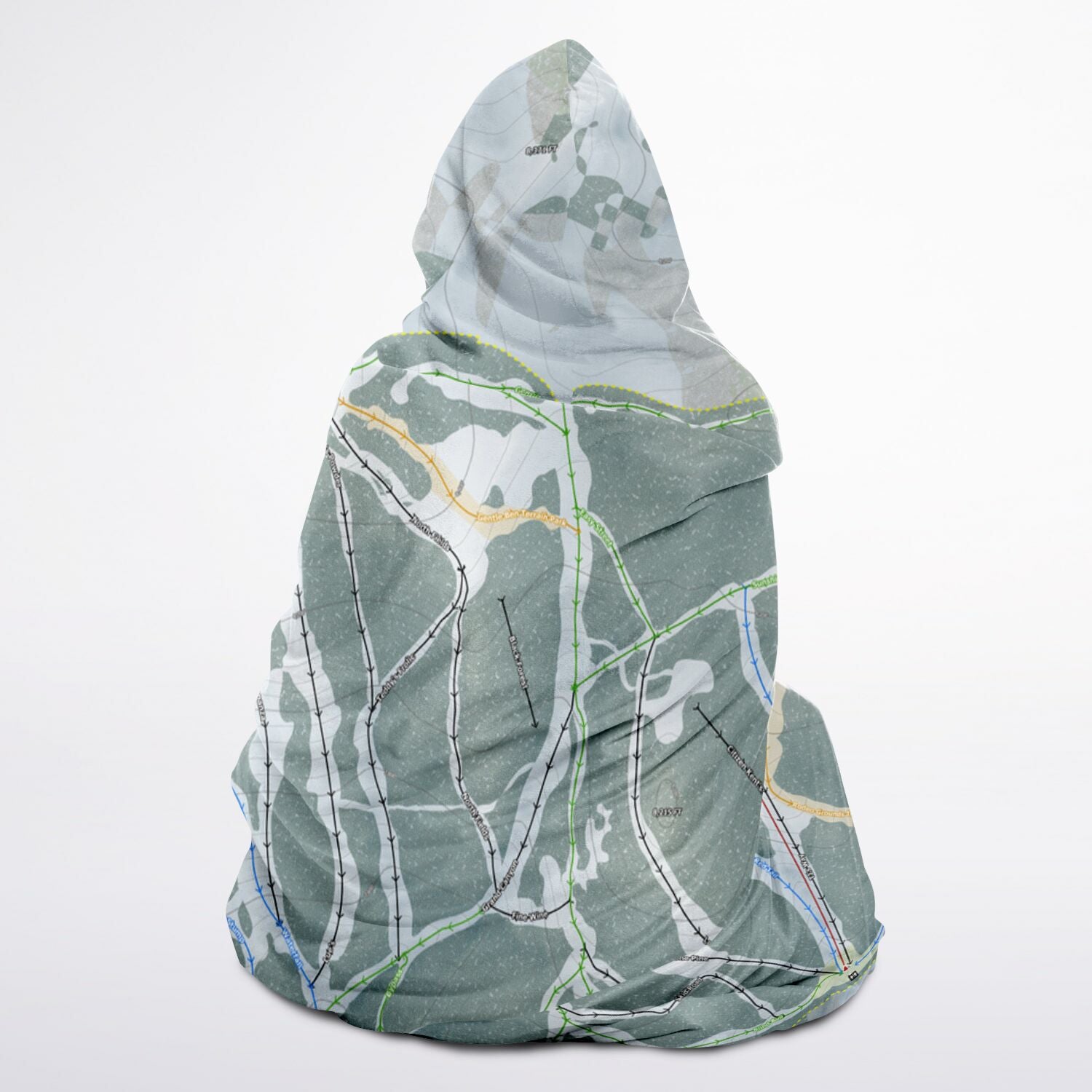 Beaver Mountain, Utah Ski Trail Map - Adult Hooded Blanket