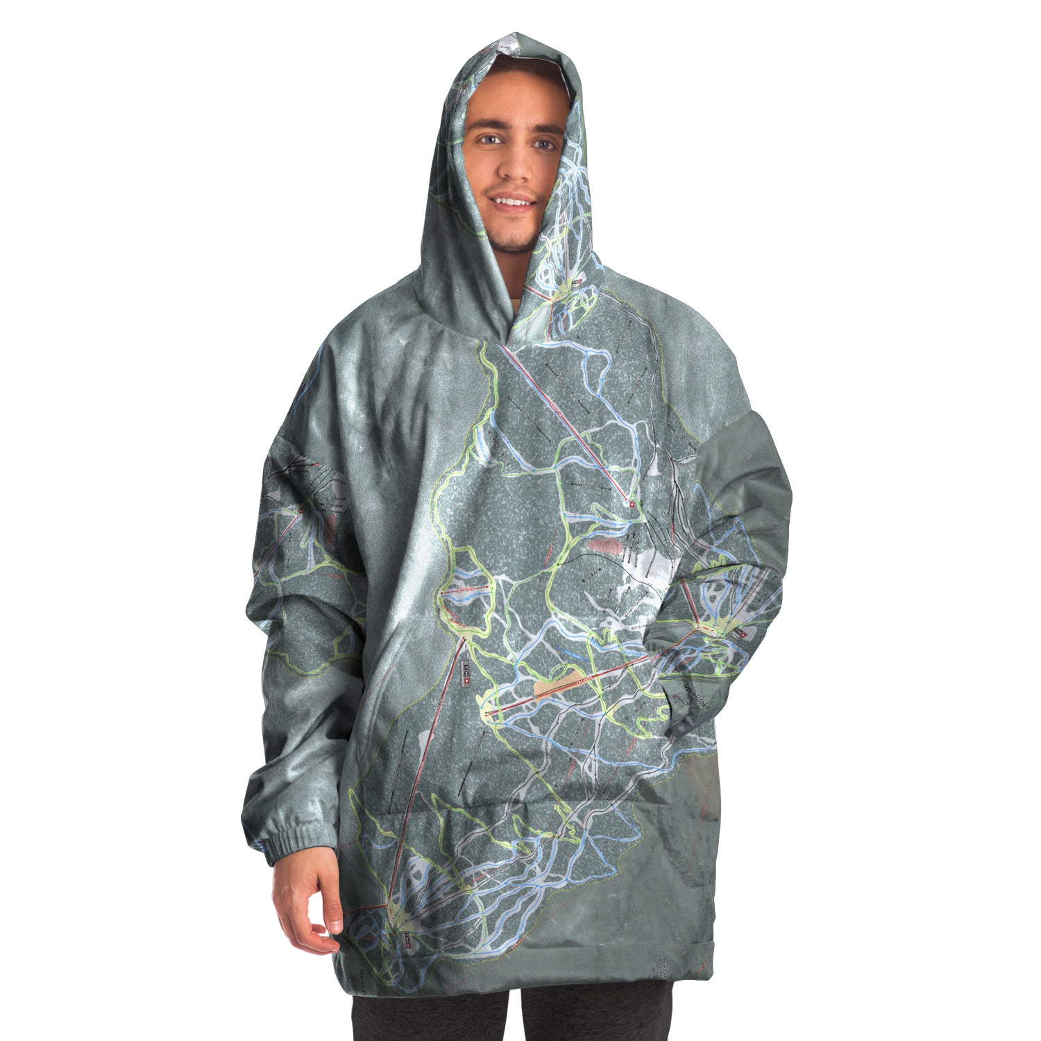 Revelstoke, British Columbia Ski Trail Map Snug Hoodie