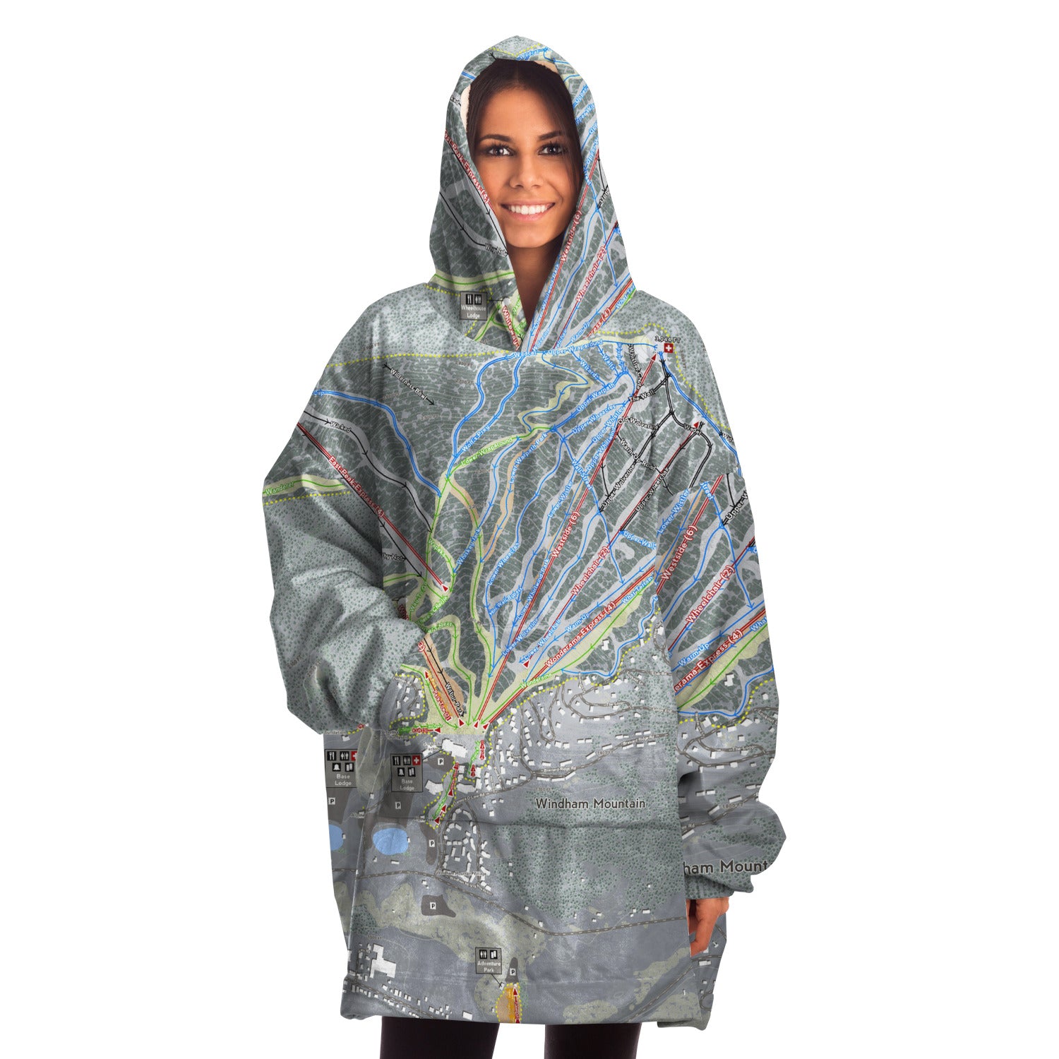 Windham Mountain, New York Ski Trail Map - Snug Hoodie