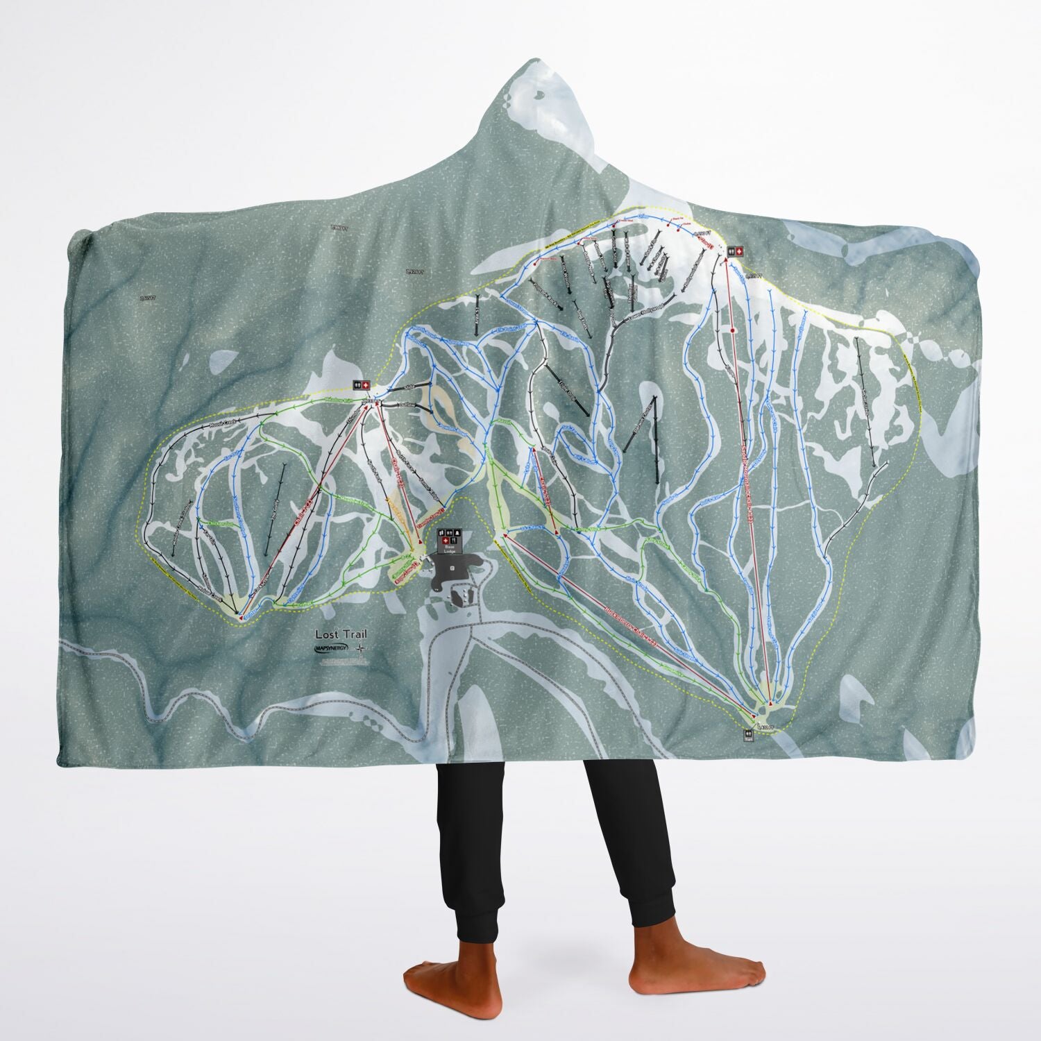 Lost Trail, Montana Ski Trail Map - Youth Hooded Blanket