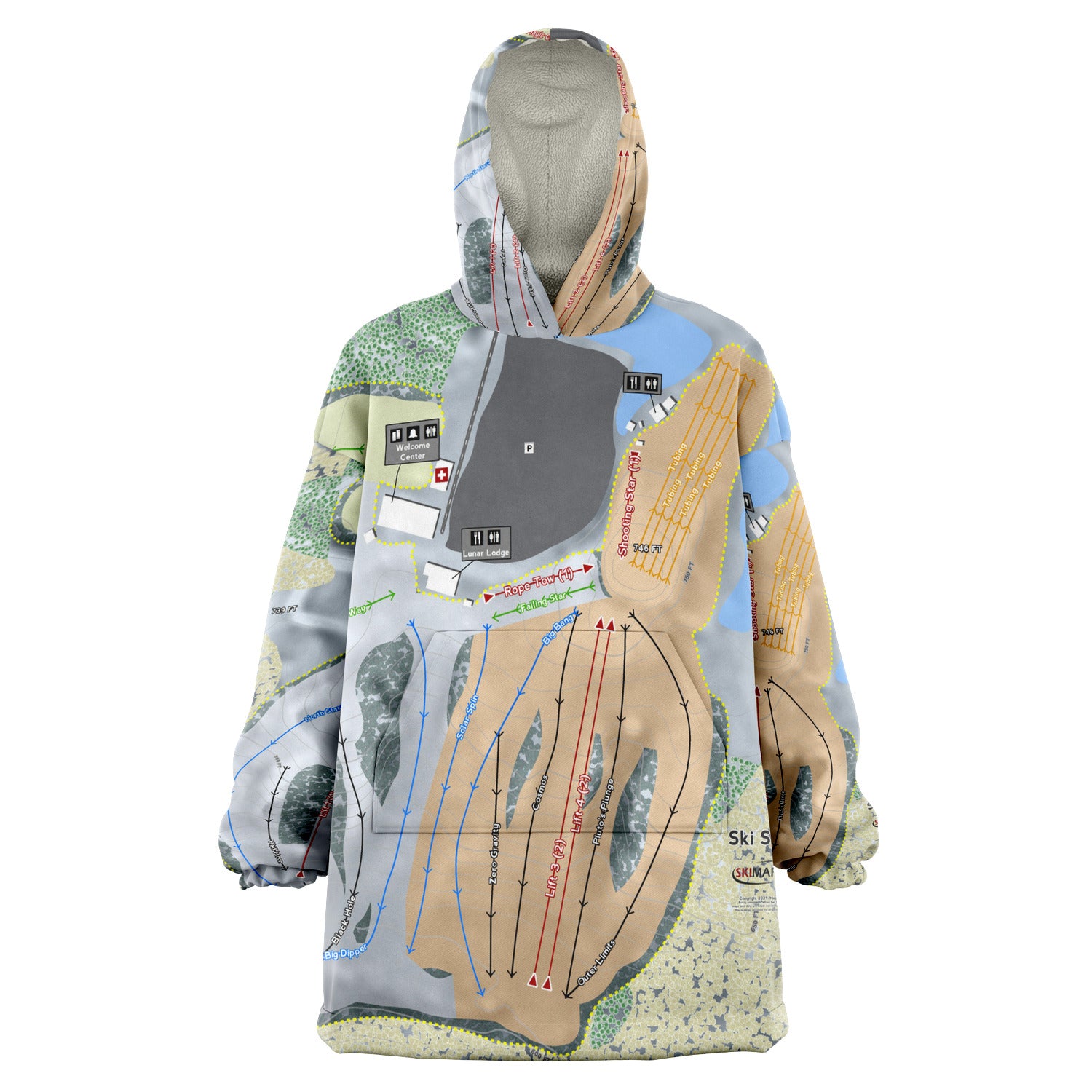 Ski Snowstar, Illinois Ski Trail Map - Snug Hoodie