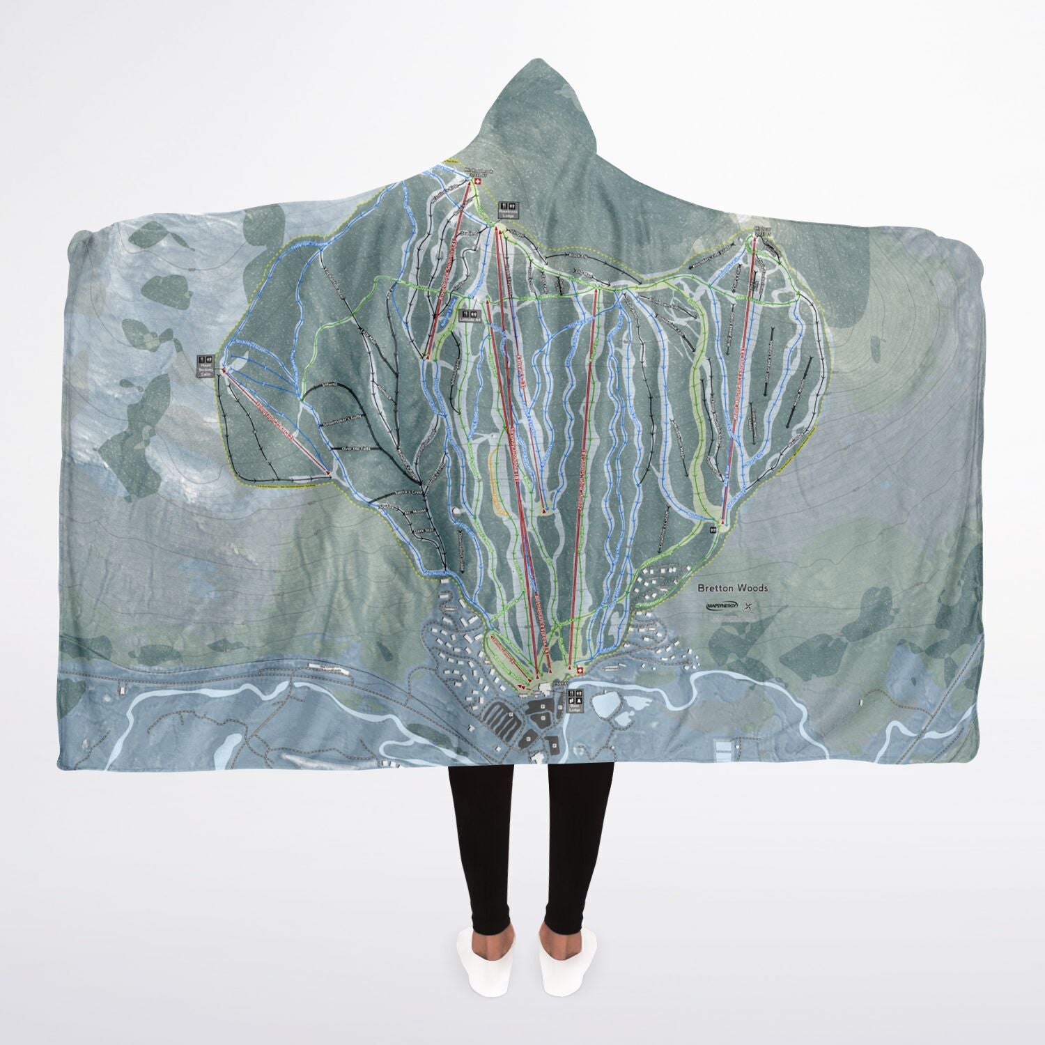 Bretton Woods, New Hampshire Ski Trail Map - Adult Hooded Blanket