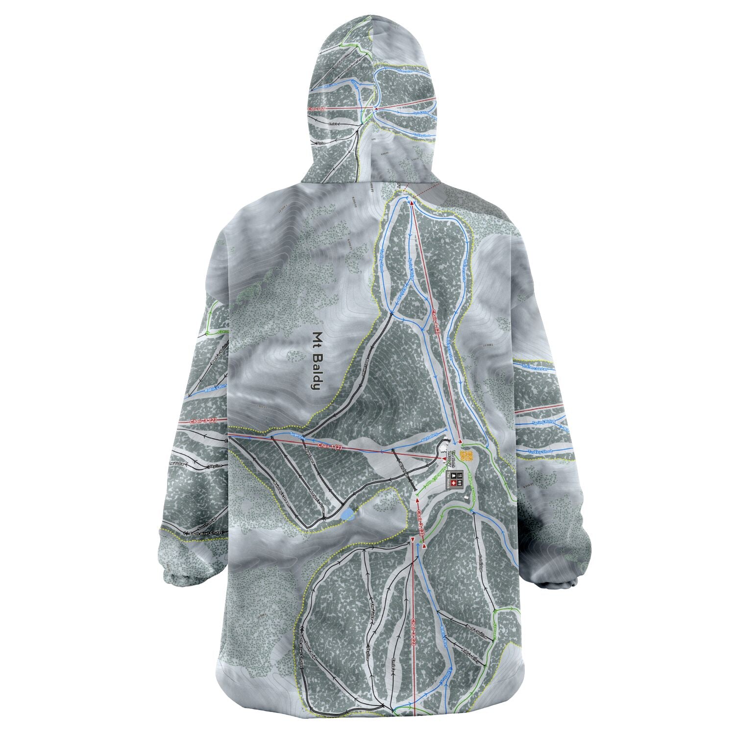 Mt. Baldy, California Ski Trail Map - Snug Hoodie