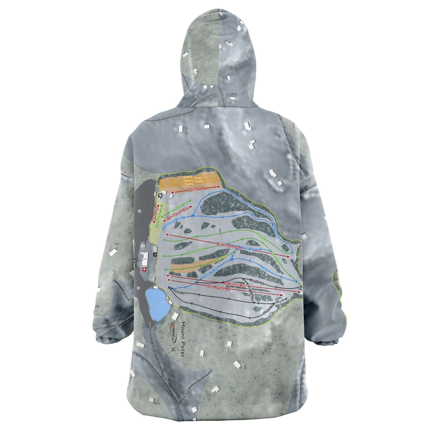 Mount Peter, New York Ski Trail Map Snug Hoodie