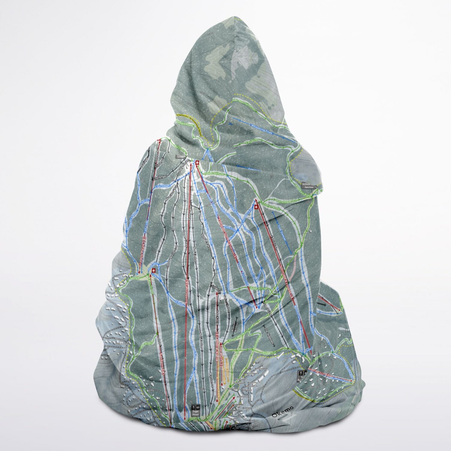 Okemo, Vermont Ski Trail Map - Youth Hooded Blanket