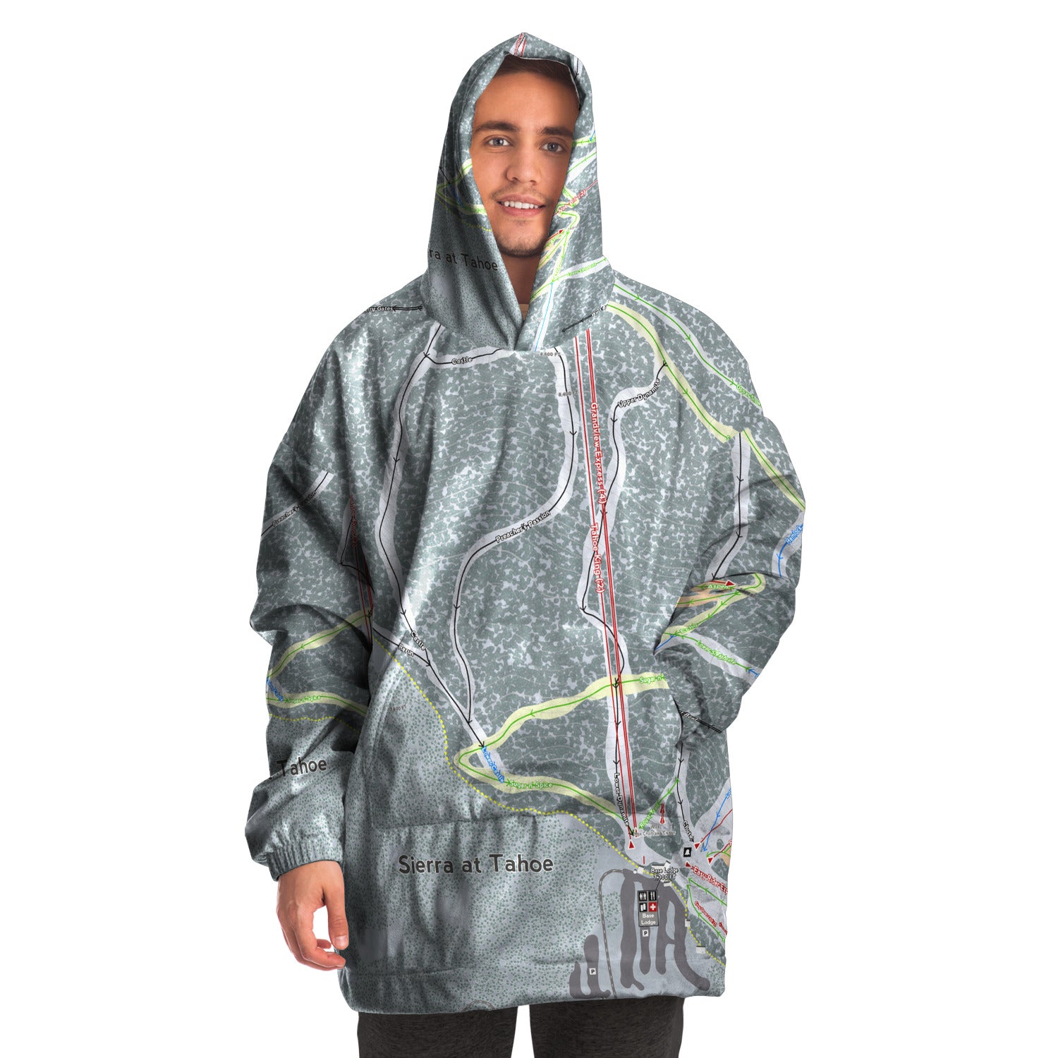 SIerra at Tahoe, California Ski Trail Map - Snug Hoodie