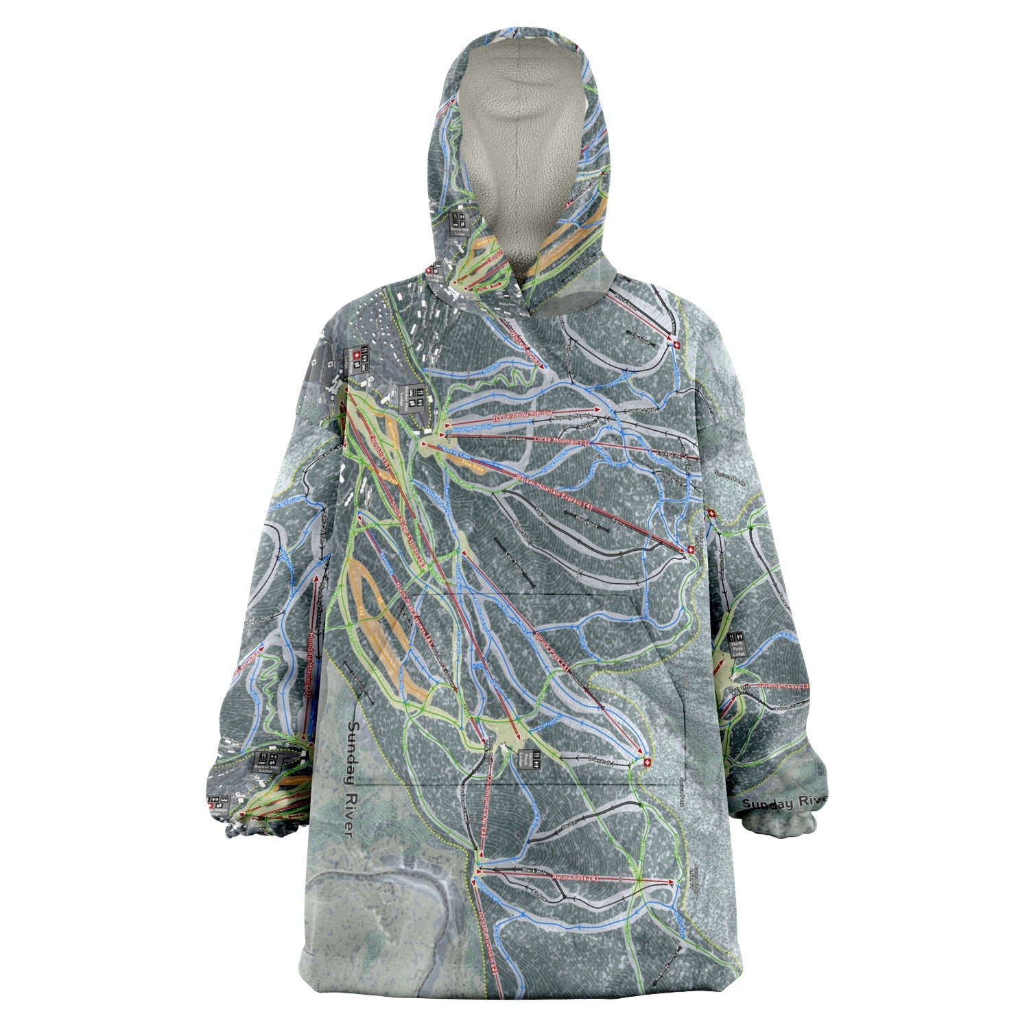 Sunday River, Maine Ski Trail Map - Snug Hoodie