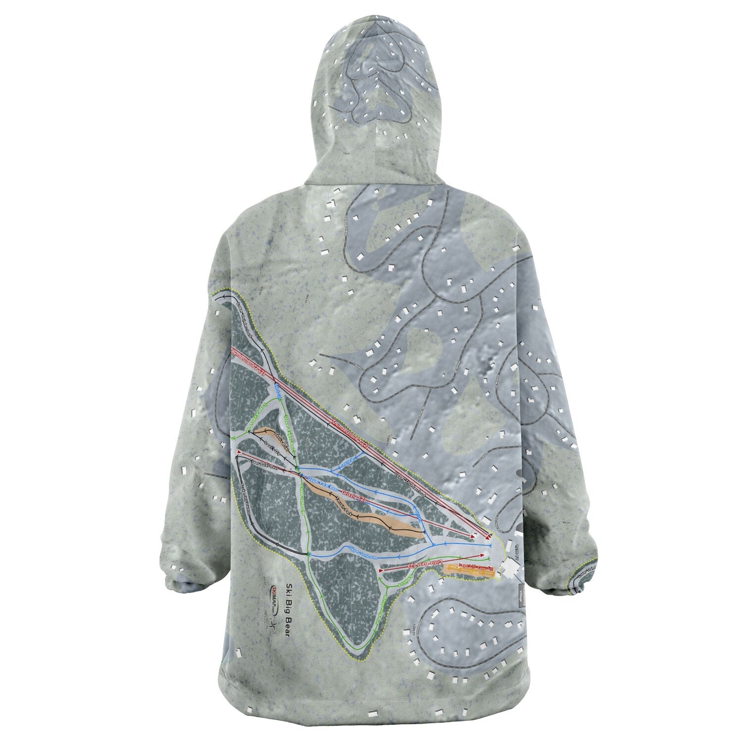 Ski Big Bear, Pennsylvania Ski Trail Map Snug Hoodie