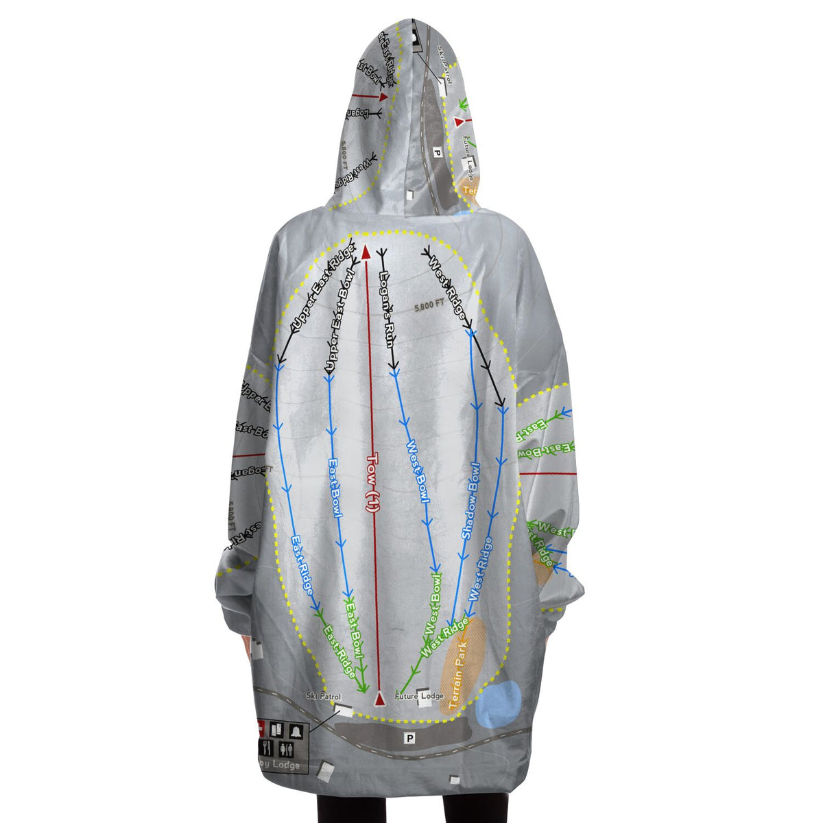 Rotarun, Idaho Ski Trail Map Snug Hoodie