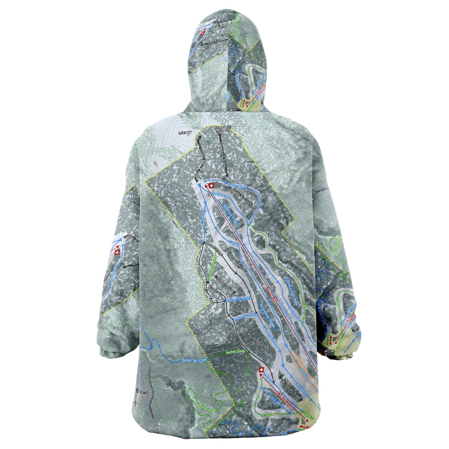 Camden Snow Bowl, Maine Ski Trail Map - Snug Hoodie