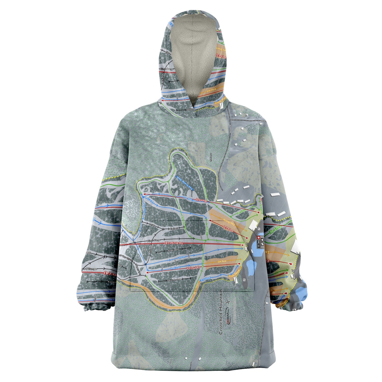 Crotched Mountain, New Hampshire Ski Trail Map - Snug Hoodie