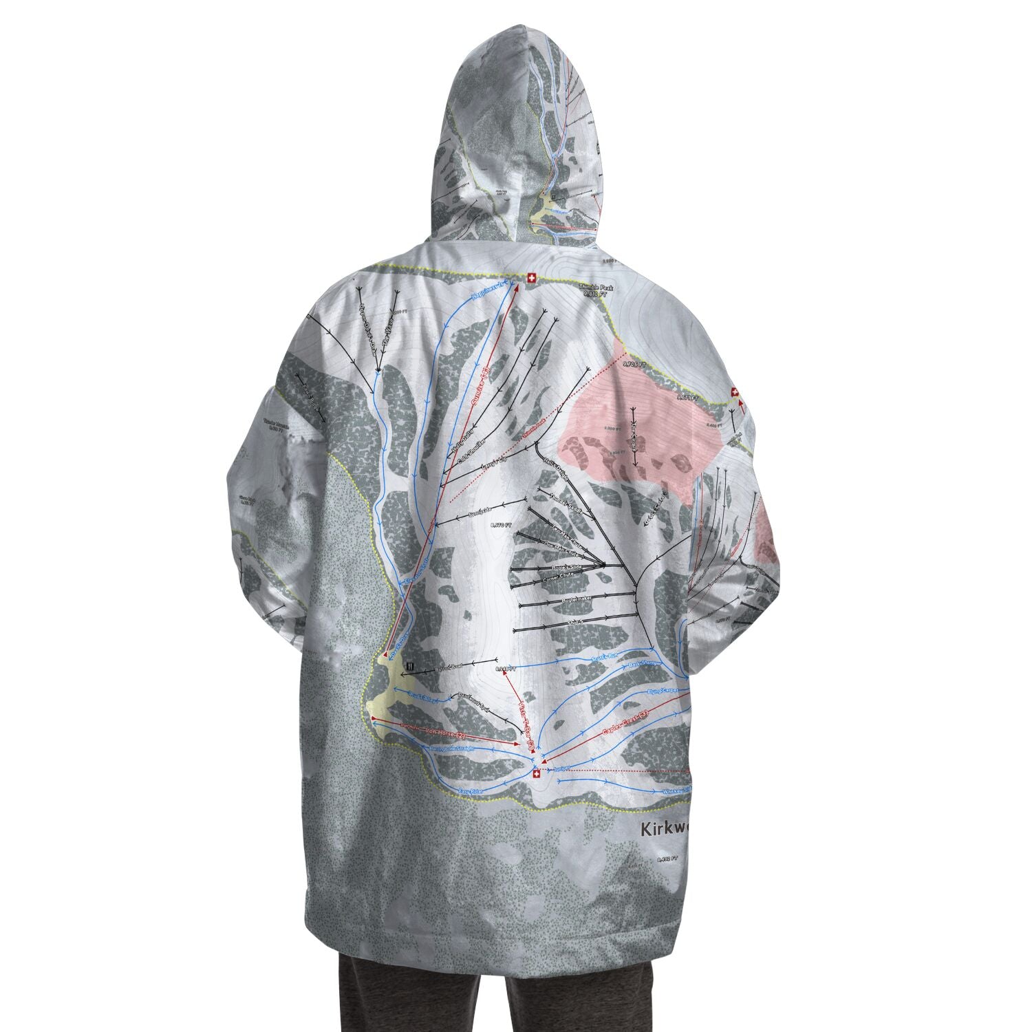 Kirkwood, California Ski Trail Map - Snug Hoodie