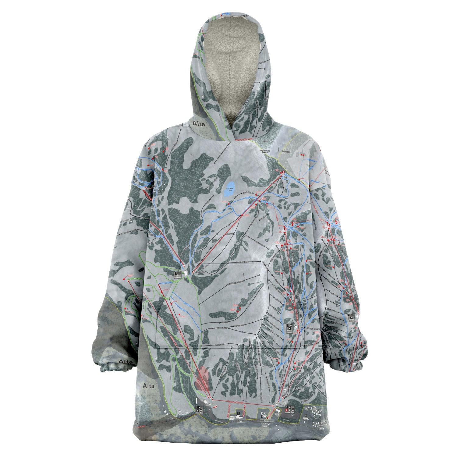 Alta, Utah Ski Trail Map - Snug Hoodie