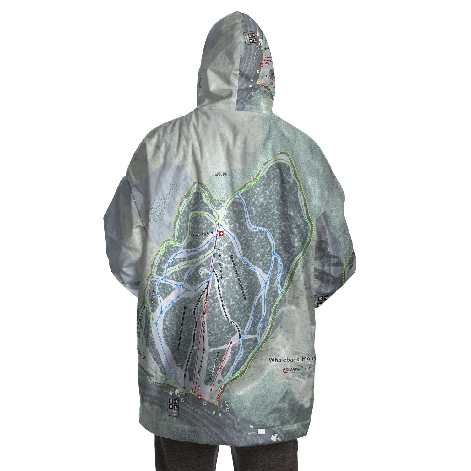 Whaleback Mountain, New Hampshire Ski Trail Map - Snug Hoodie