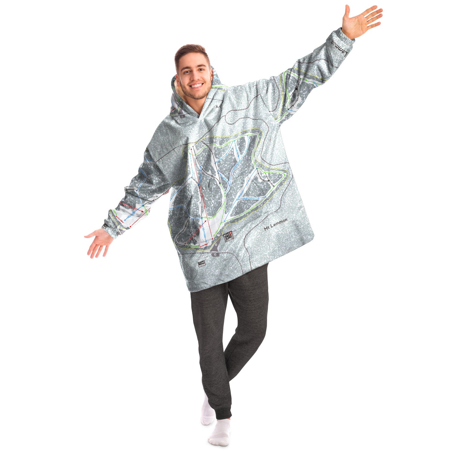 Mt Lemmon, Arizona Ski Trail Map Snug Hoodie