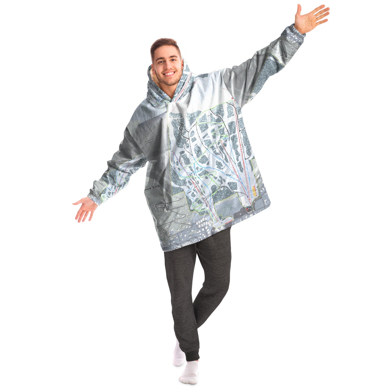 Snow King, Wyoming Ski Trail Map Snug Hoodie