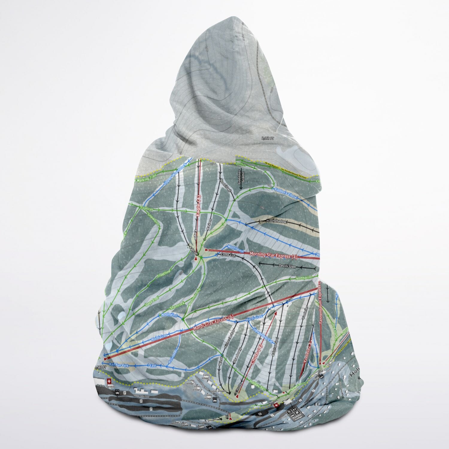 Holiday Valley, New York Ski Trail Map - Youth Hooded Blanket