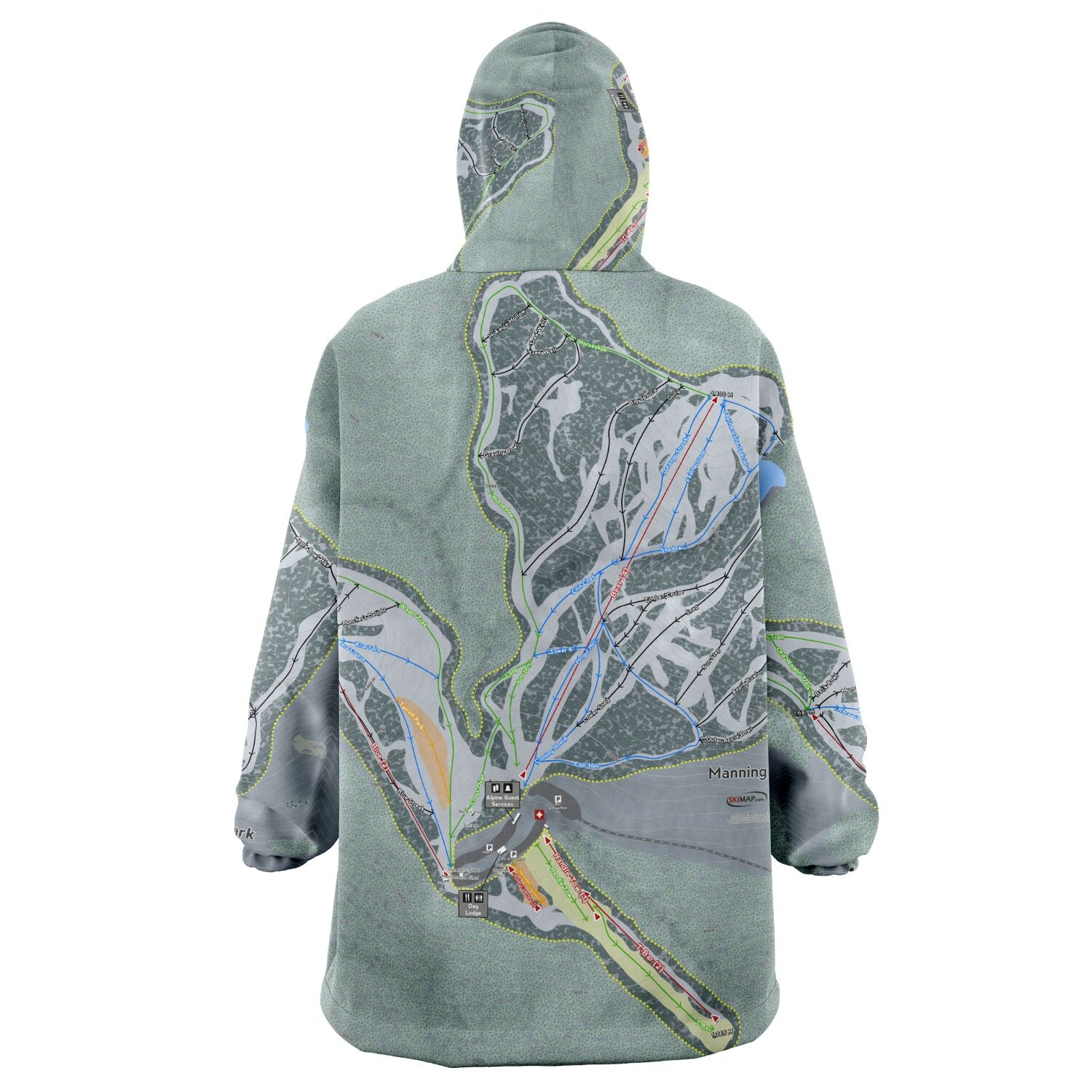 Manning Park, British Columbia Ski Trail Map Snug Hoodie