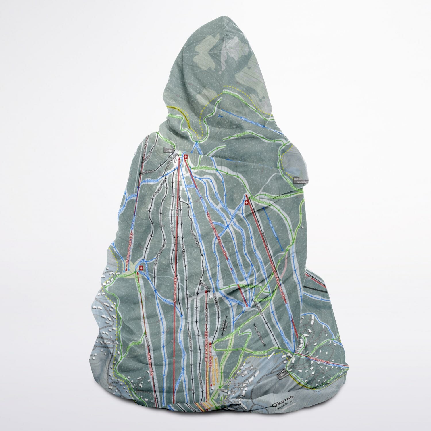 Okemo, Vermont Ski Trail Map - Adult Hooded Blanket