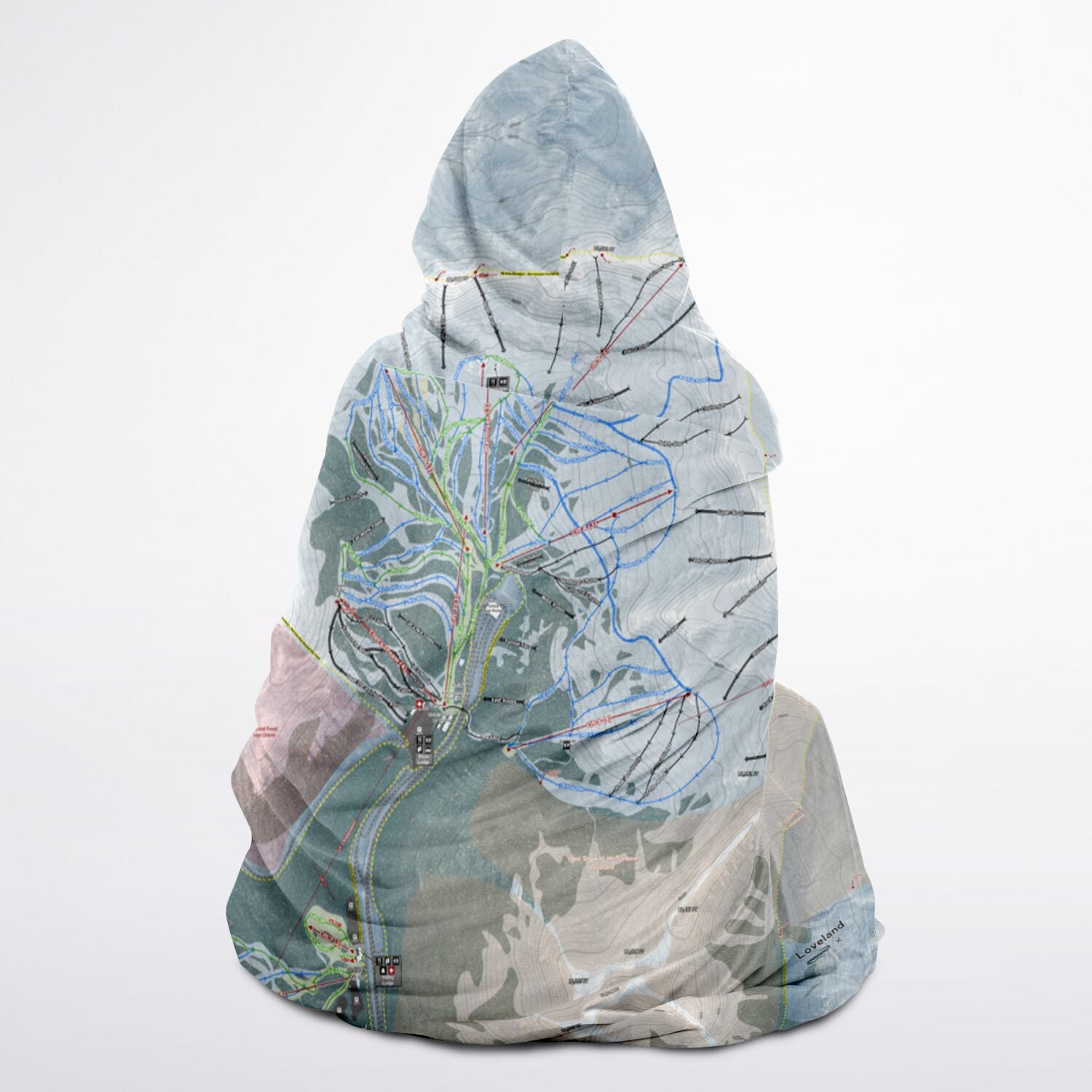 Loveland, Colorado Ski Trail Map - Adult Hooded Blanket