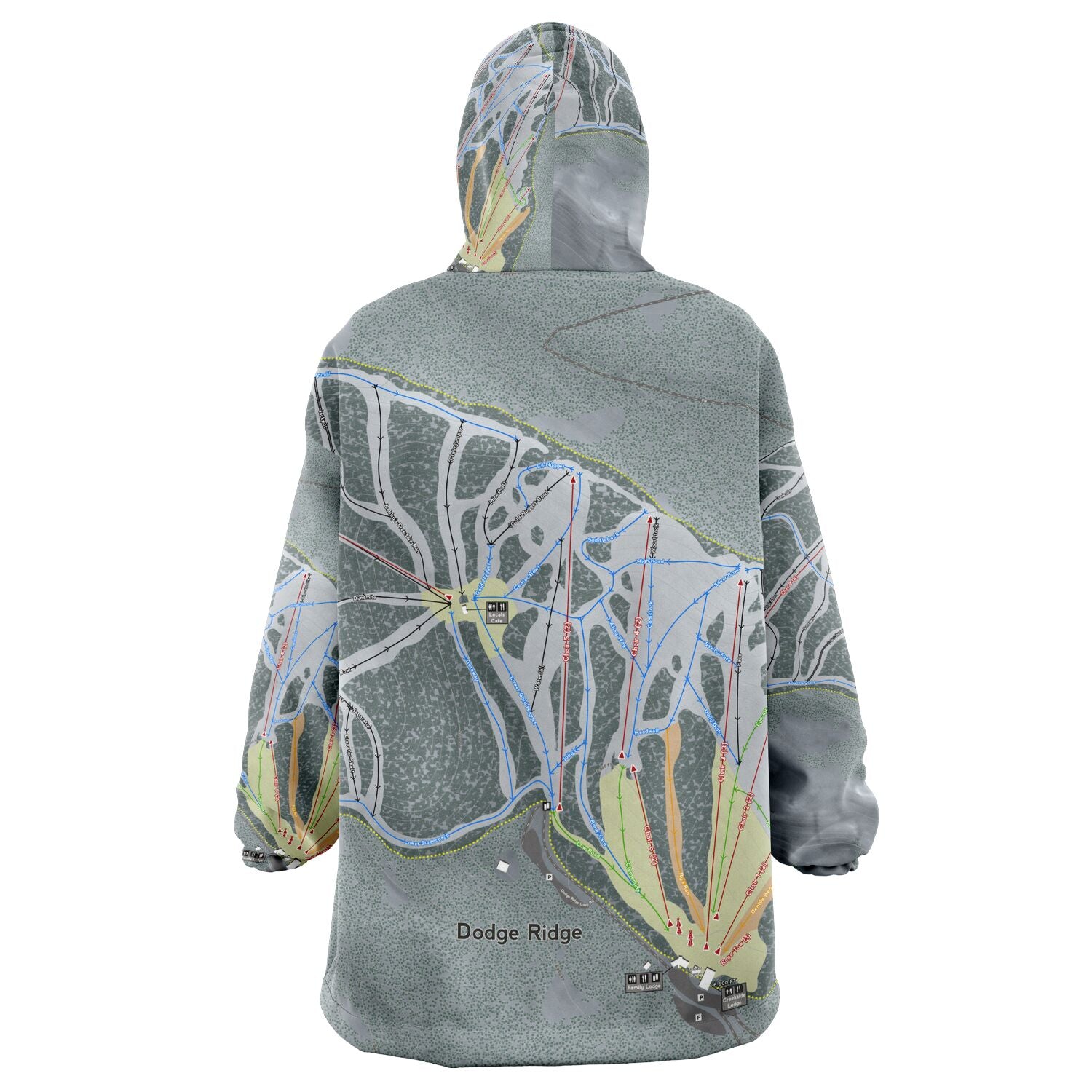 Dodge Ridge, California Ski Trail Map - Snug Hoodie