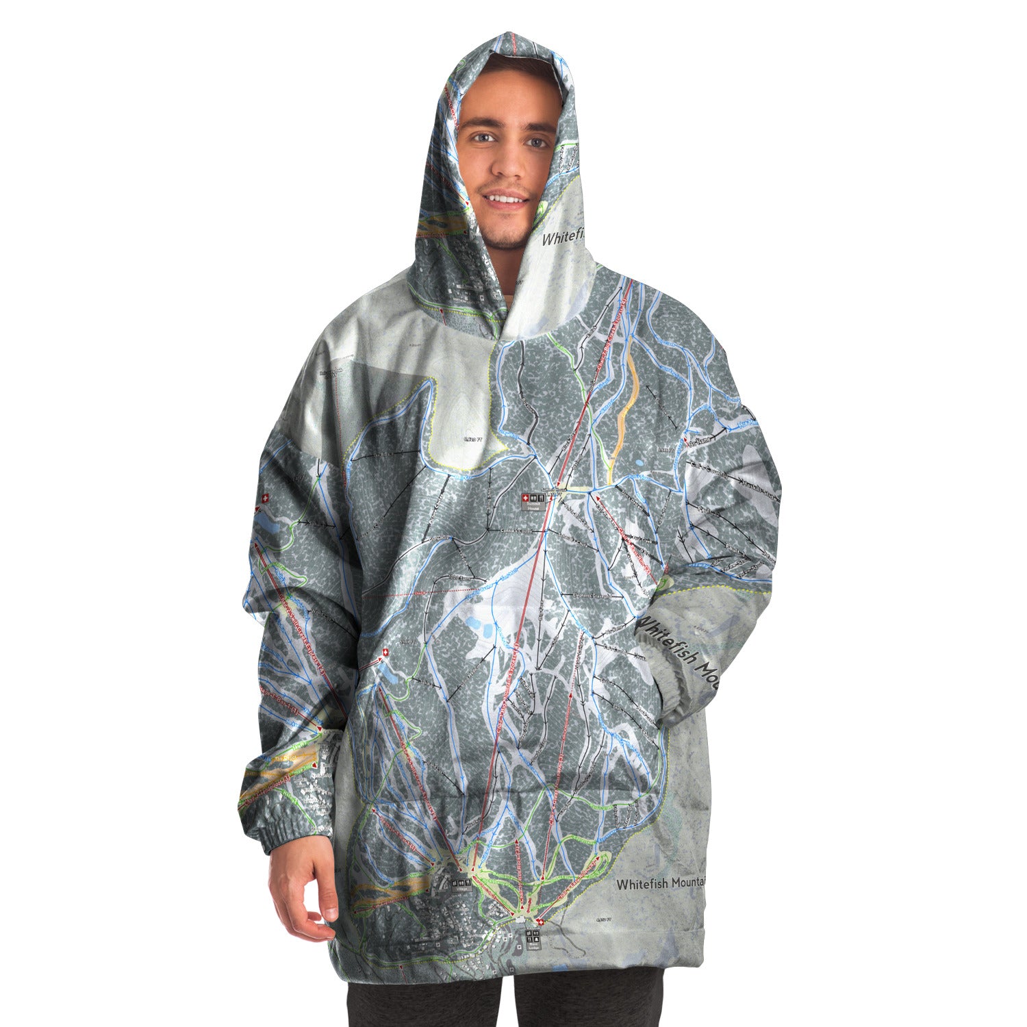 Whitefish Mountain, Montana Ski Trail Map - Snug Hoodie