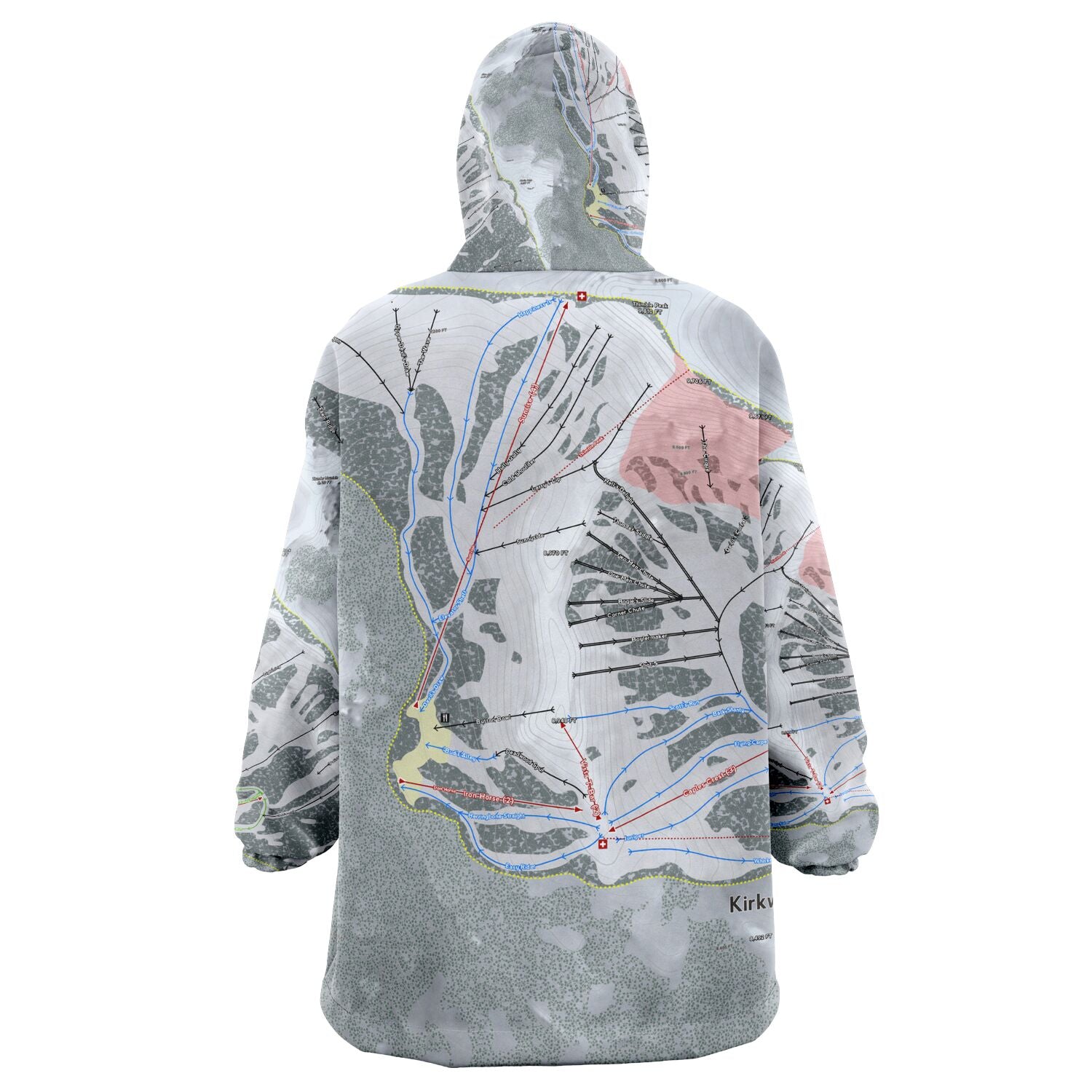 Kirkwood, California Ski Trail Map - Snug Hoodie