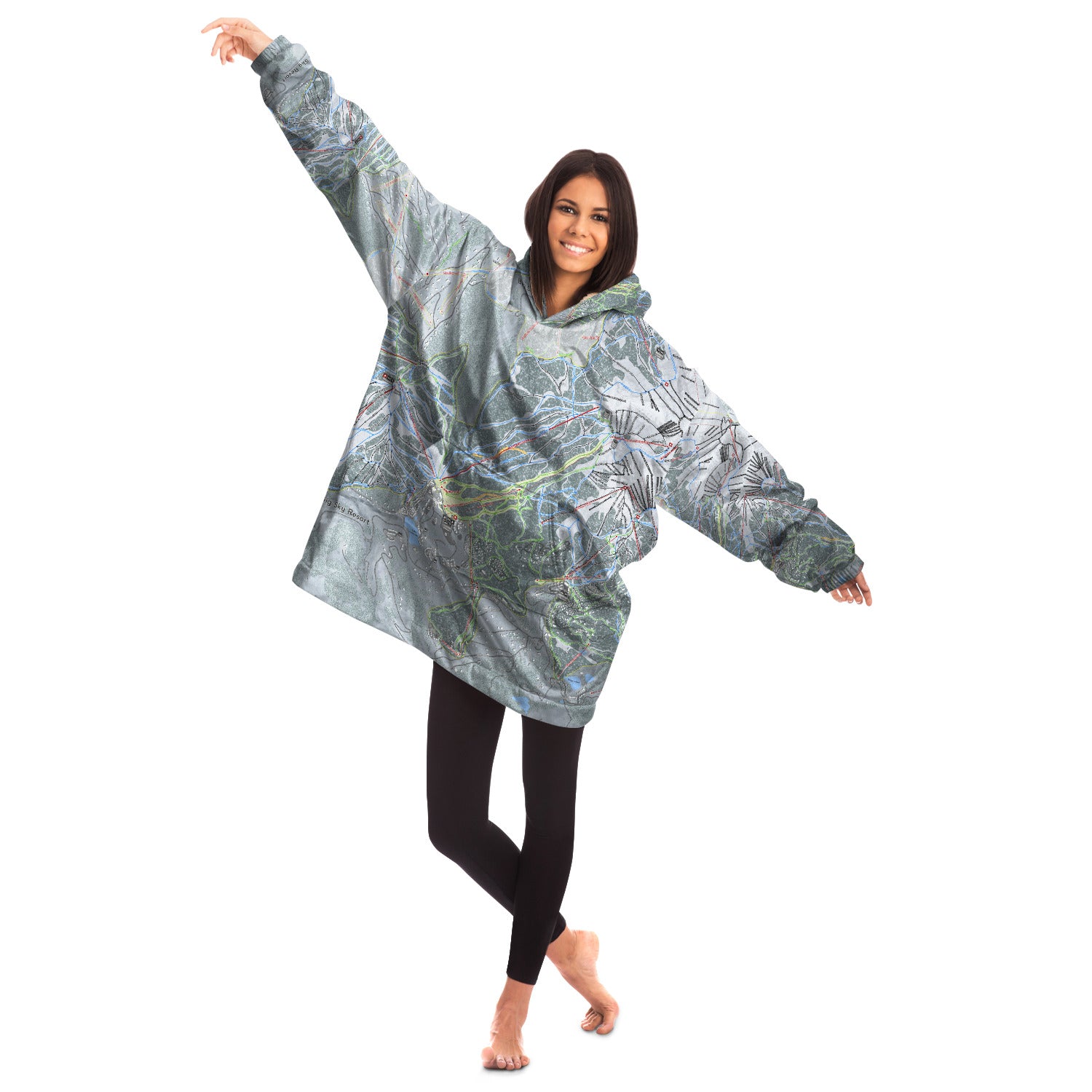 Big Sky, Montana Ski Trail Map - Snug Hoodie