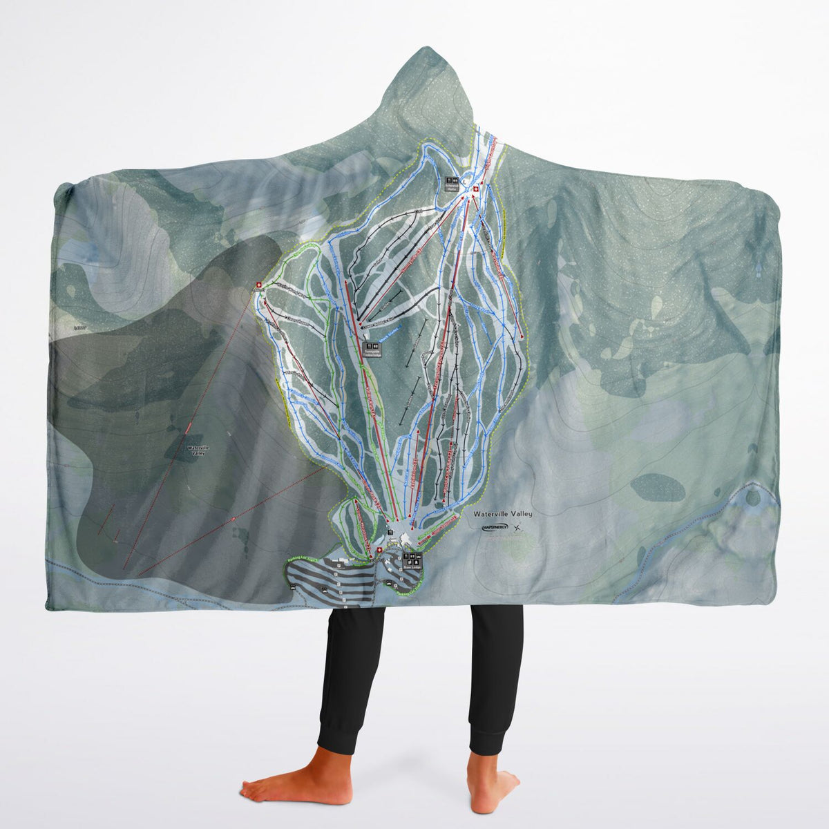 Waterville Valley, New Hampshire Ski Trail Map - Youth Hooded Blanket