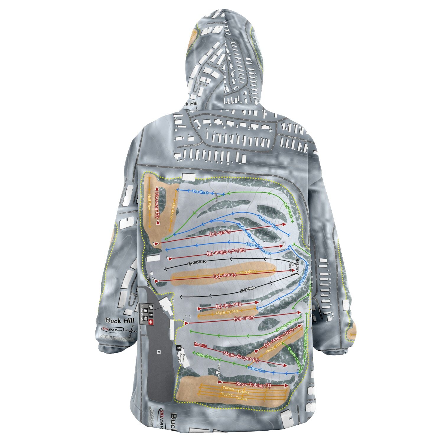 Buck Hill, Minnesota Ski Trail Map Snug Hoodie