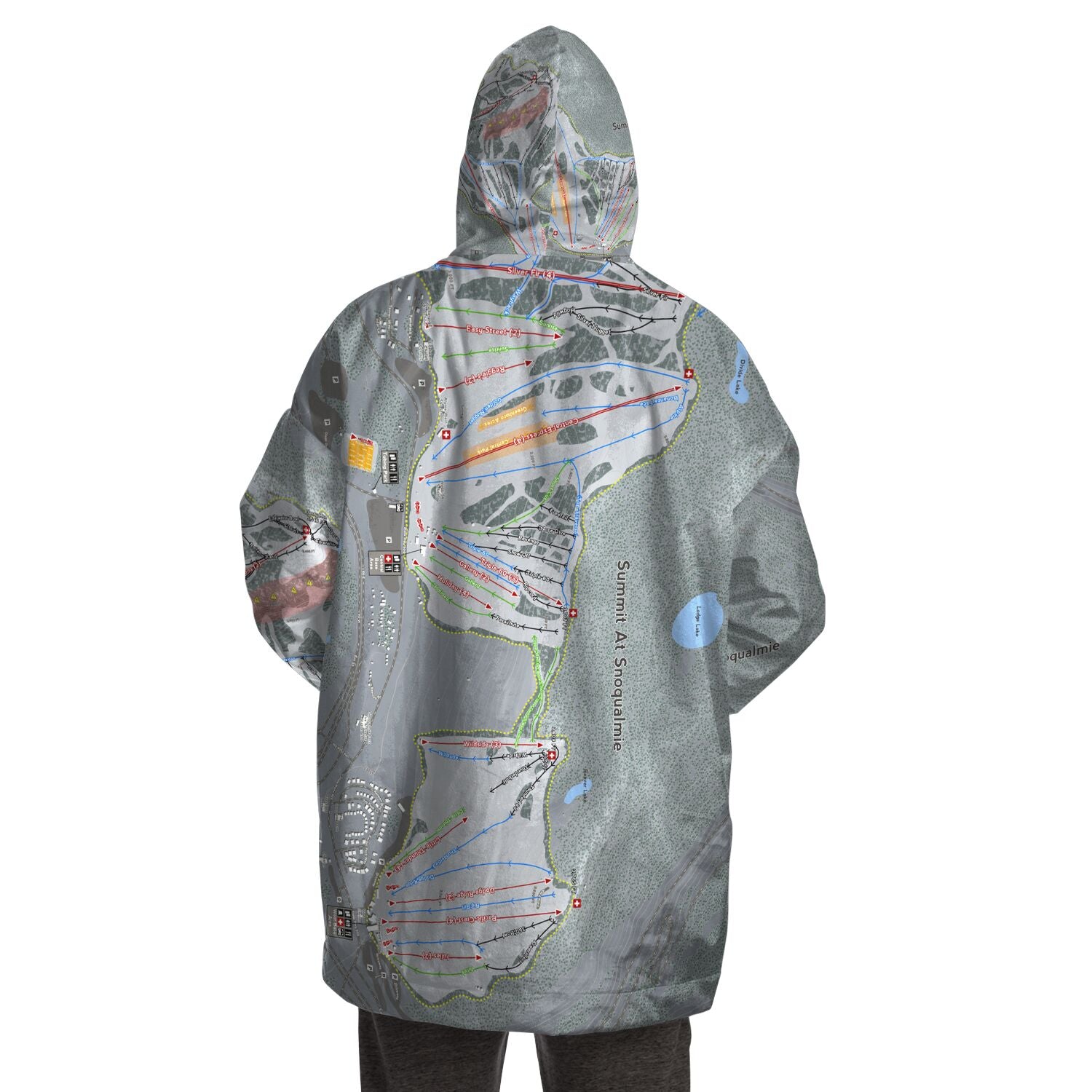 Summit At Snoqualmie, Washington Ski Trail Map - Snug Hoodie