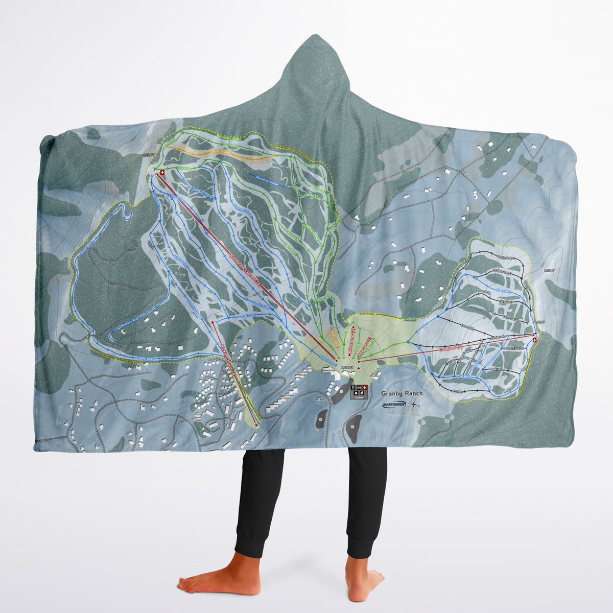 Granby Ranch, Colorado Ski Trail Map - Youth Hooded Blanket