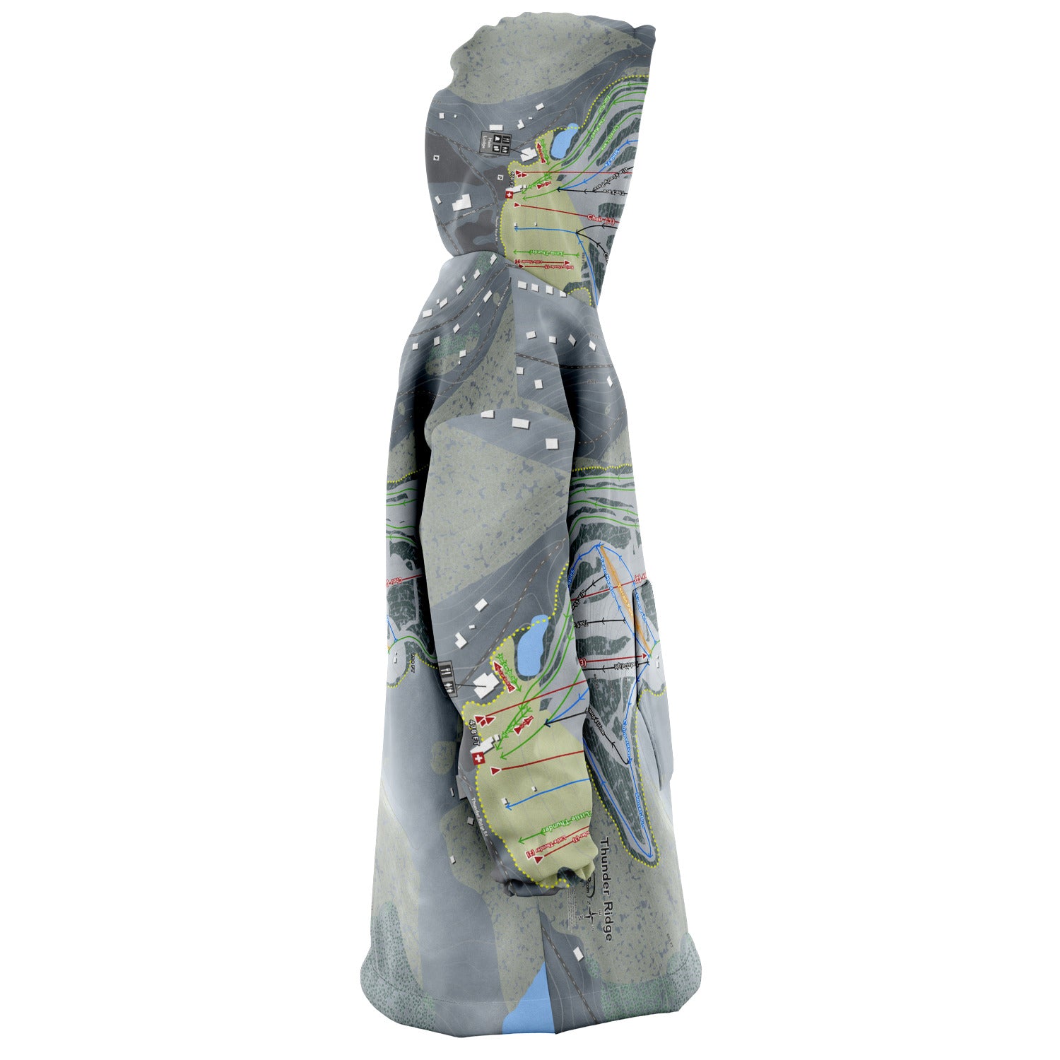 Thunder Ridge, New York Ski Trail Map Snug Hoodie