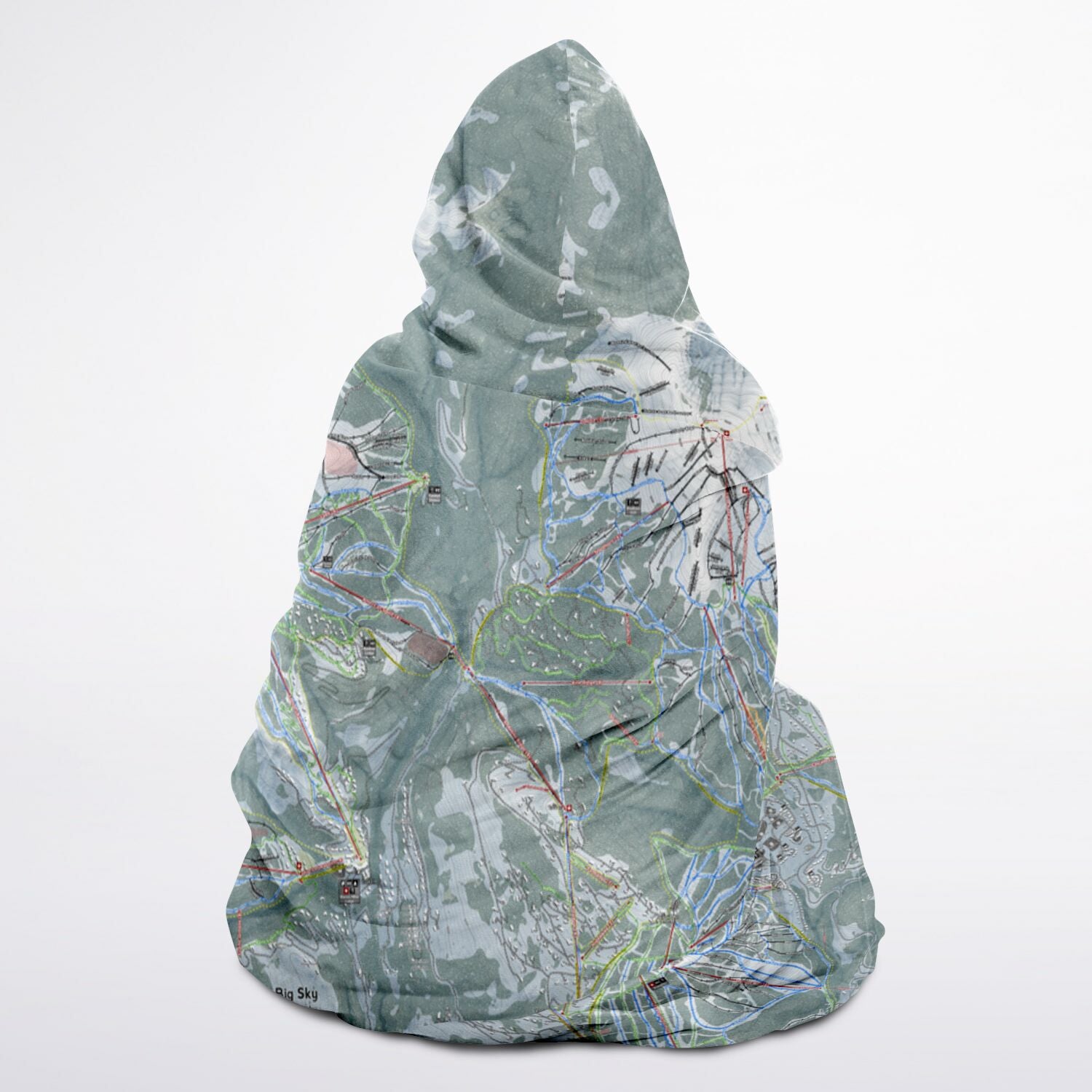 Big Skycombo, Montana Ski Trail Map - Adult Hooded Blanket