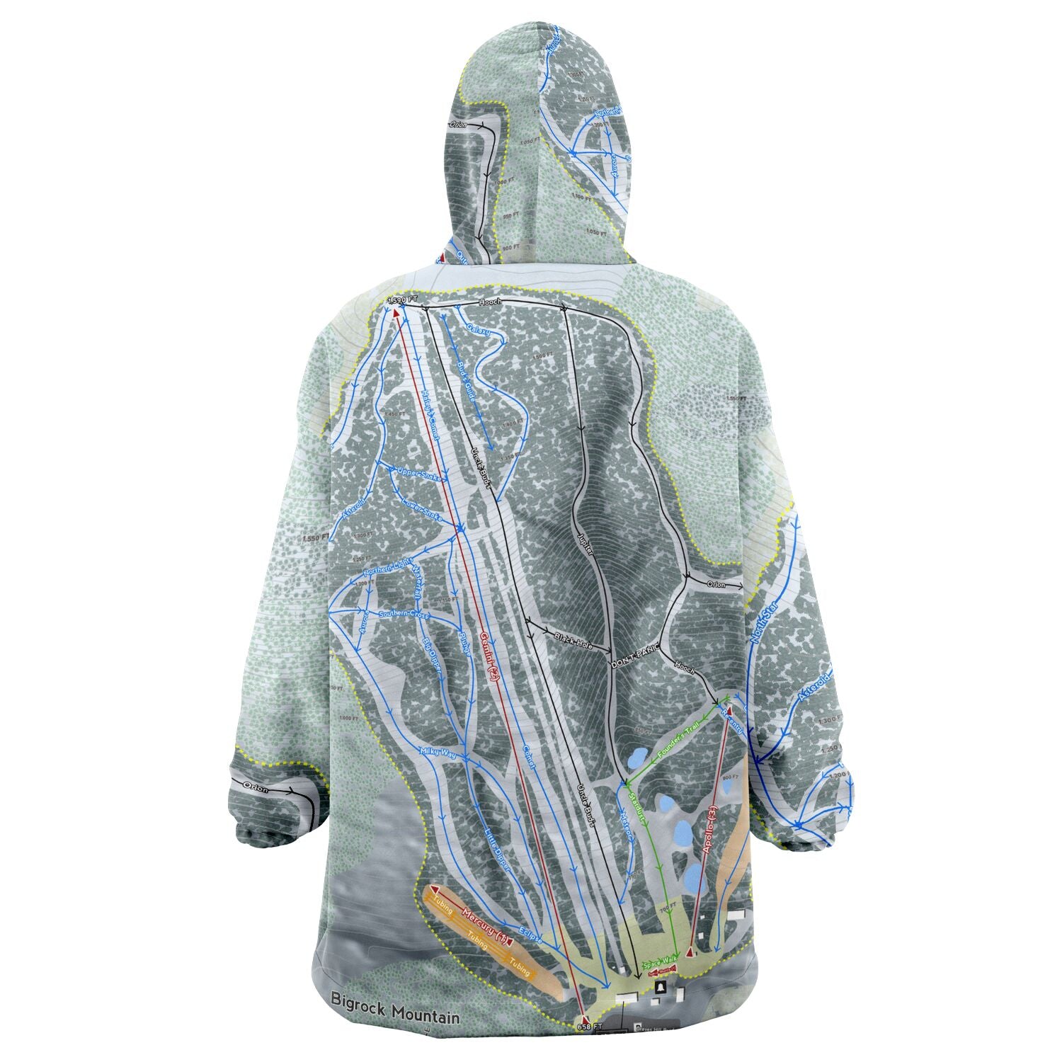 Big Rock Mountain, Maine Ski Trail Map - Snug Hoodie