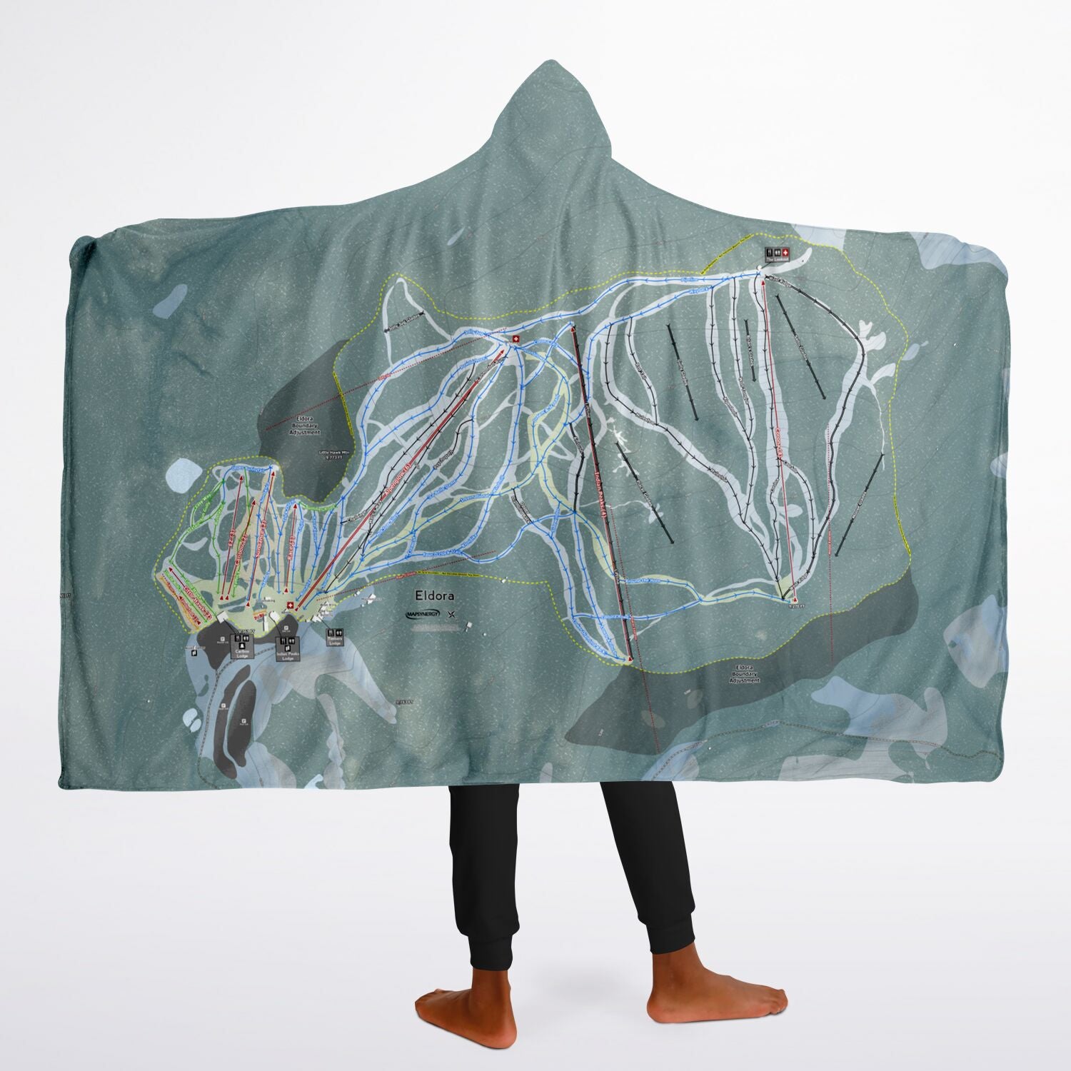 Eldora, Colorado Ski Trail Map - Youth Hooded Blanket