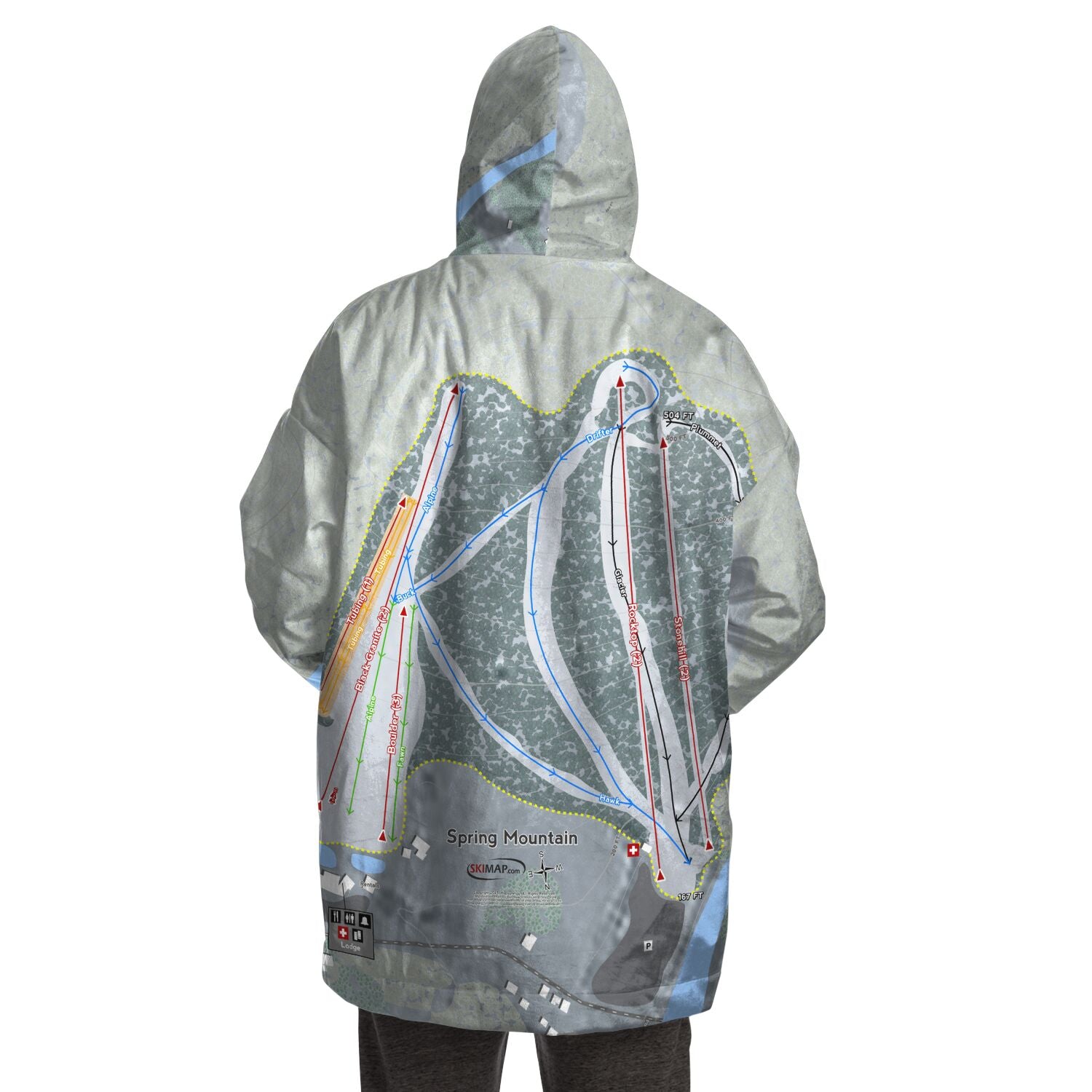 Spring Mountain, Pennsylvania Ski Trail Map Snug Hoodie