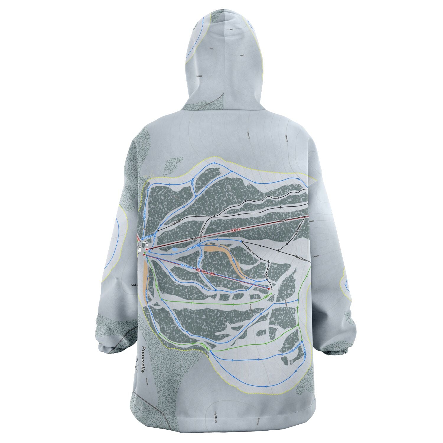 Pomerelle, Idaho Ski Trail Map Snug Hoodie