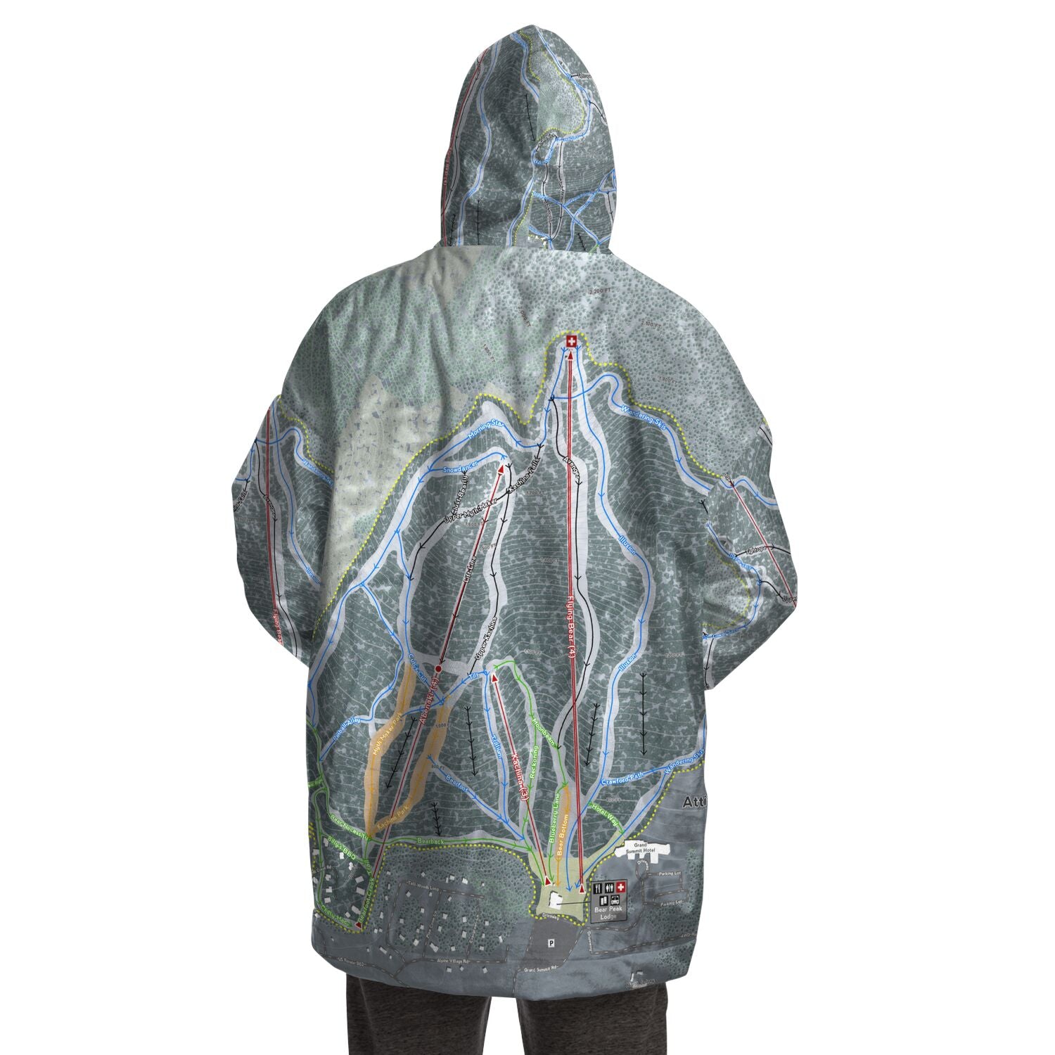 Attitash Mountain, New Hampshire Ski Trail Map - Snug Hoodie