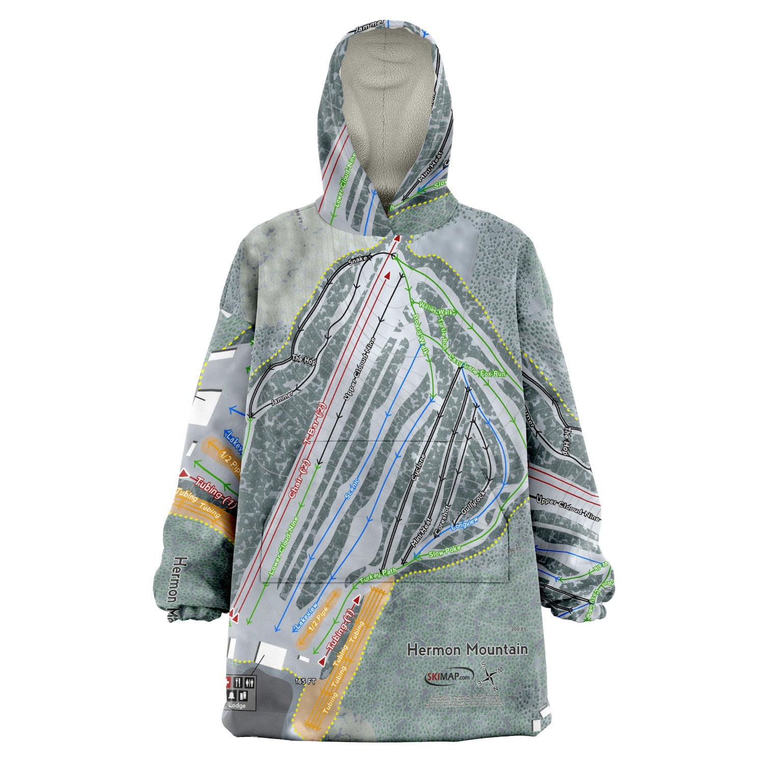 Hermon Mountain, Maine Ski Trail Map - Snug Hoodie