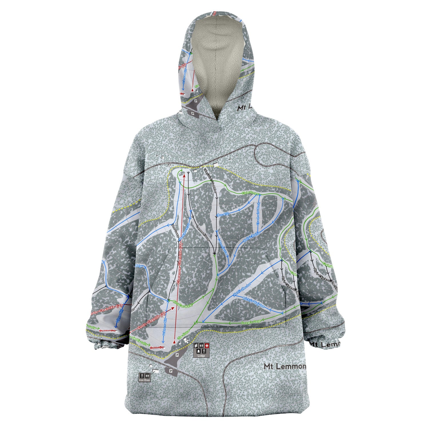 Mt Lemmon, Arizona Ski Trail Map Snug Hoodie